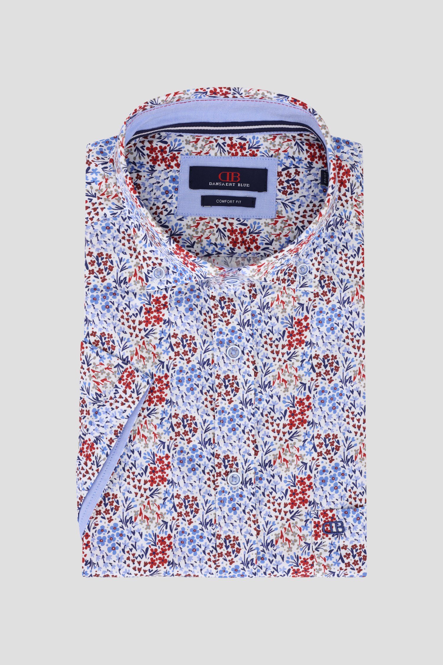 Chemise à imprimé floral bleu-rouge - comfort fit de Dansaert Blue pour Hommes