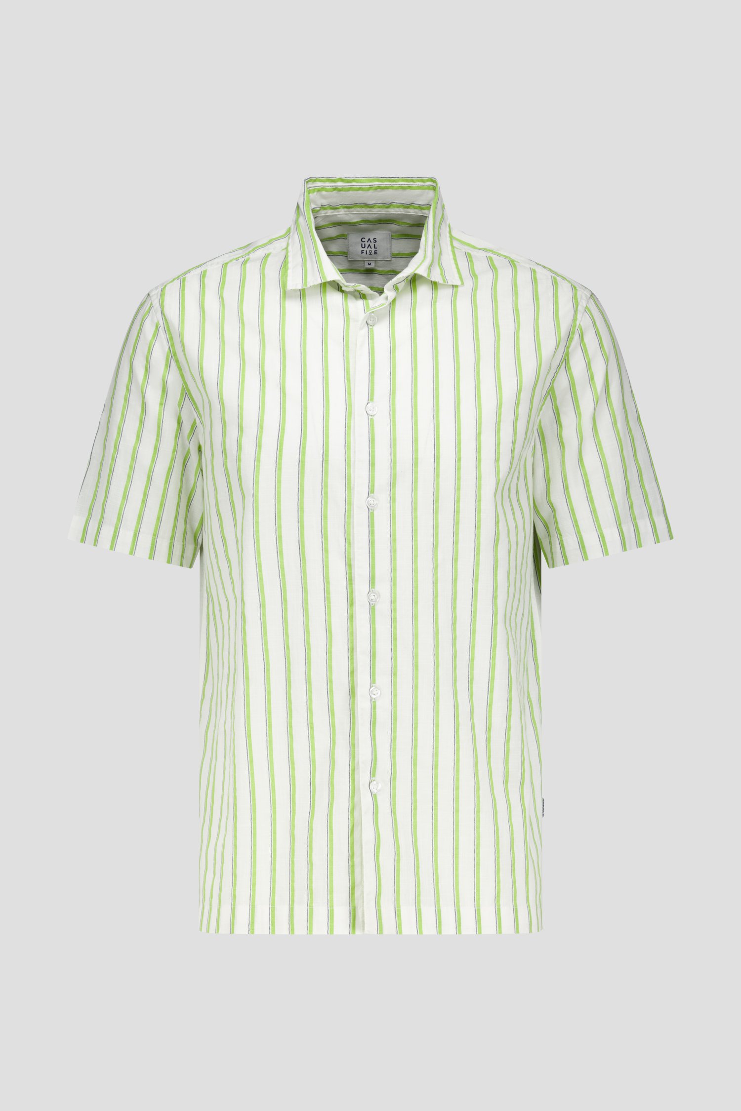 Chemise à manches courtes rayée vert-écru de Casual Five pour Hommes