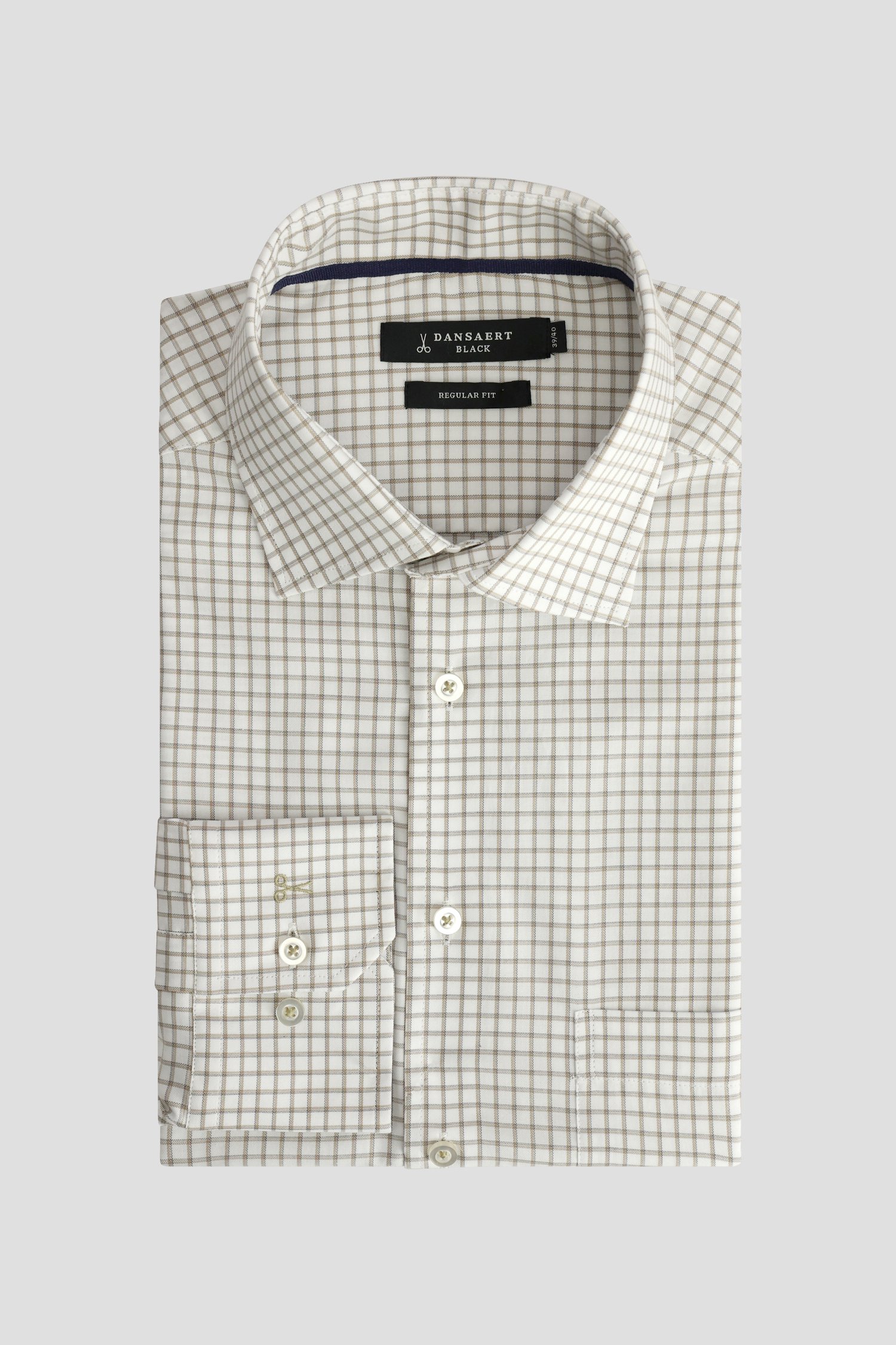 Photo produit 1 de Chemise à motif carreaux beige – Regular fit de Dansaert Black pour Hommes