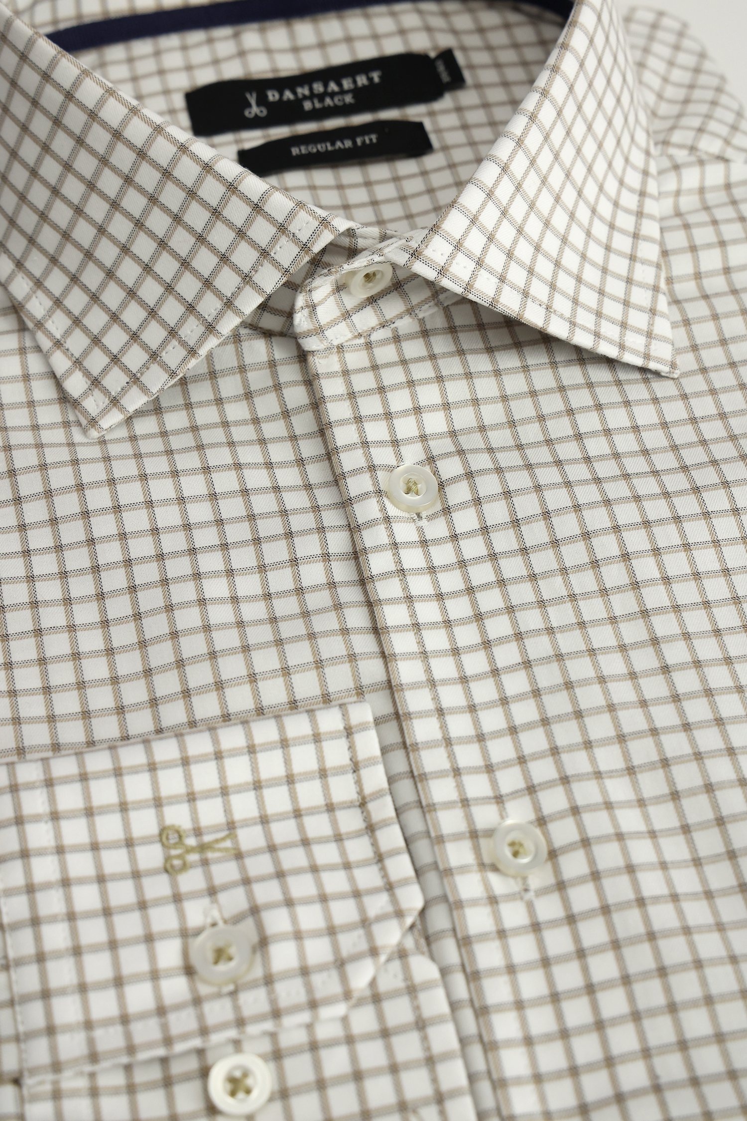 Photo produit 2 de Chemise à motif carreaux beige – Regular fit de Dansaert Black pour Hommes
