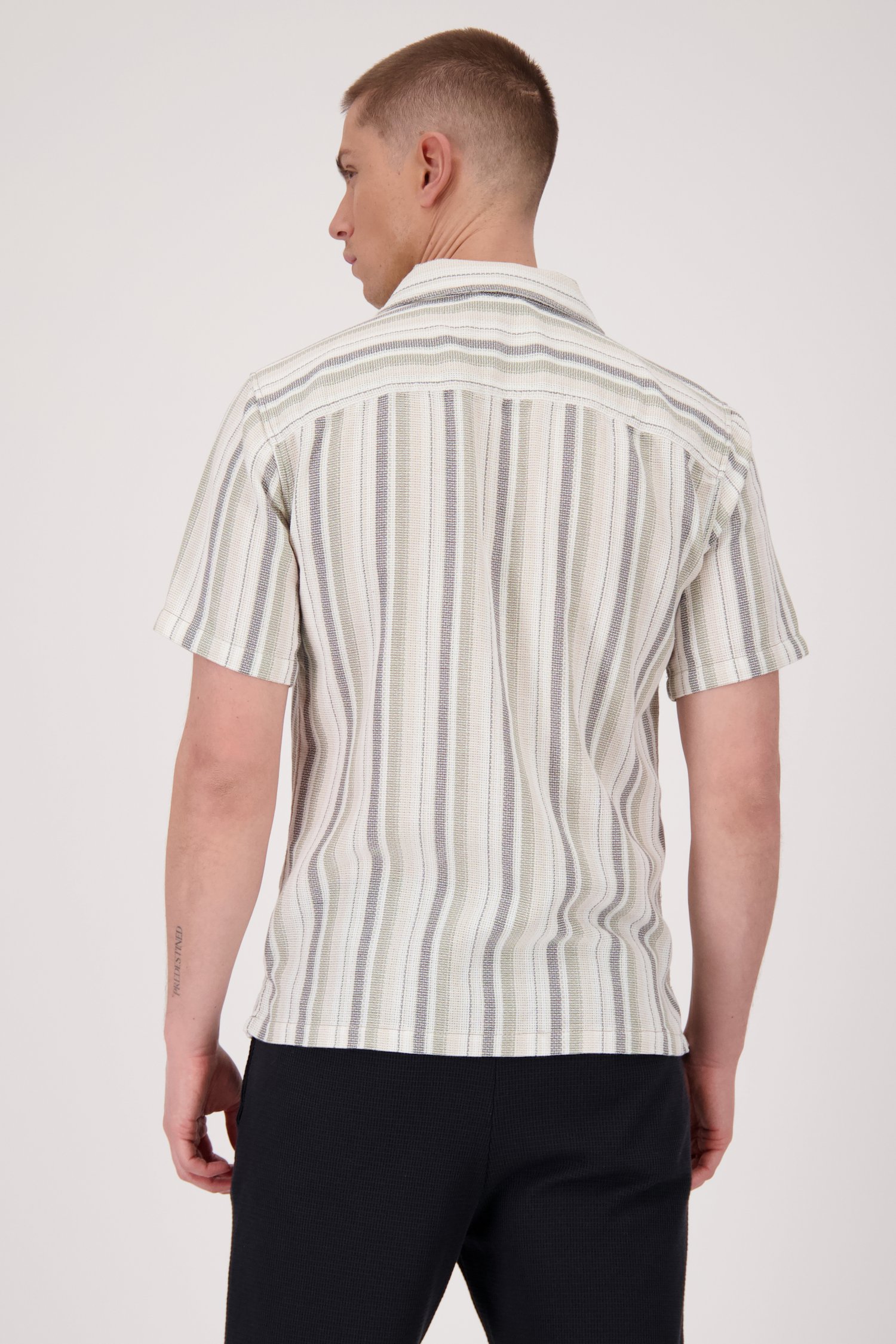 Chemise à motif rayé beige et vert de ONLY & SONS pour Hommes