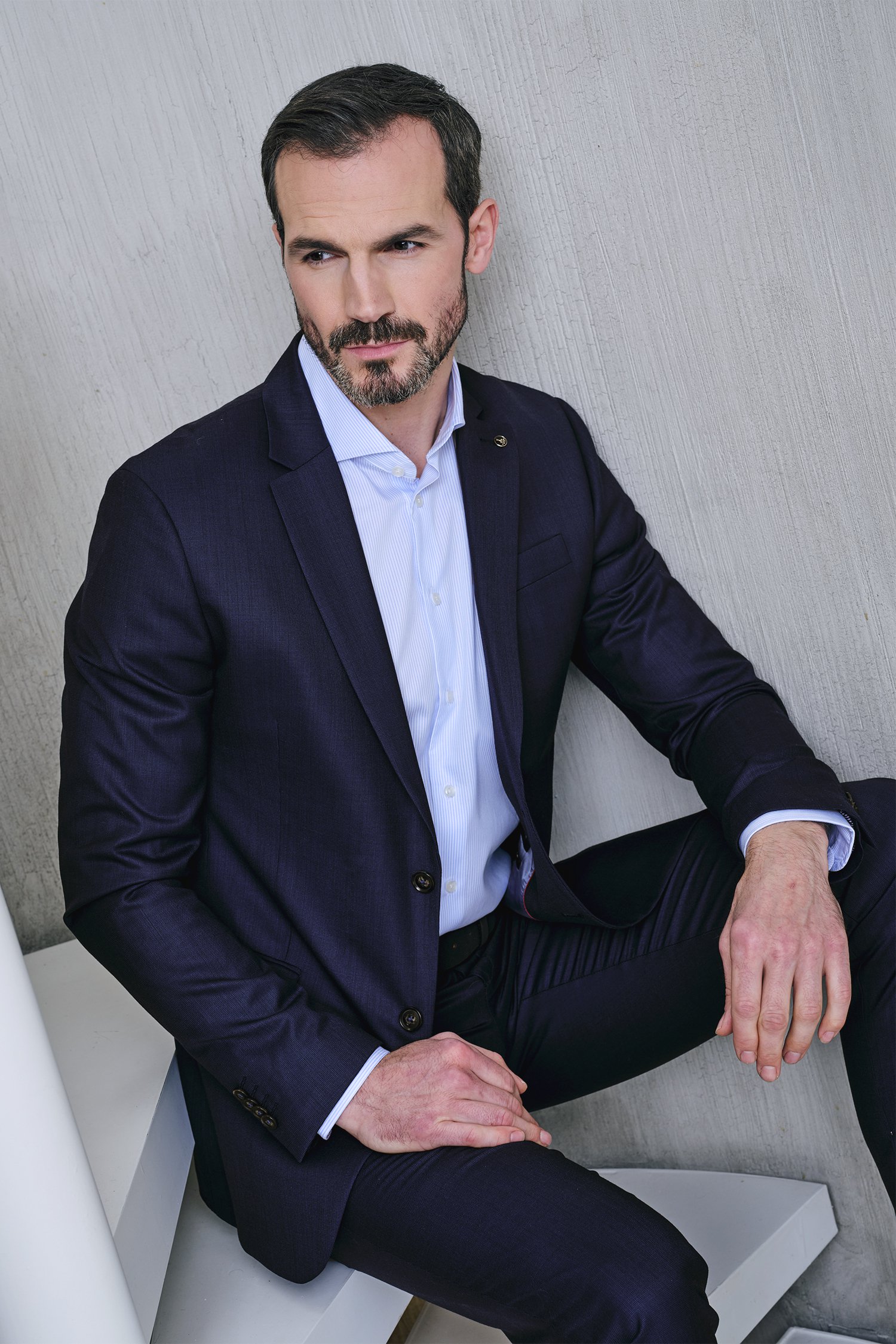 Le dos de Chemise à rayures blanches et bleues - Regular fit de Dansaert Black Premium pour Hommes