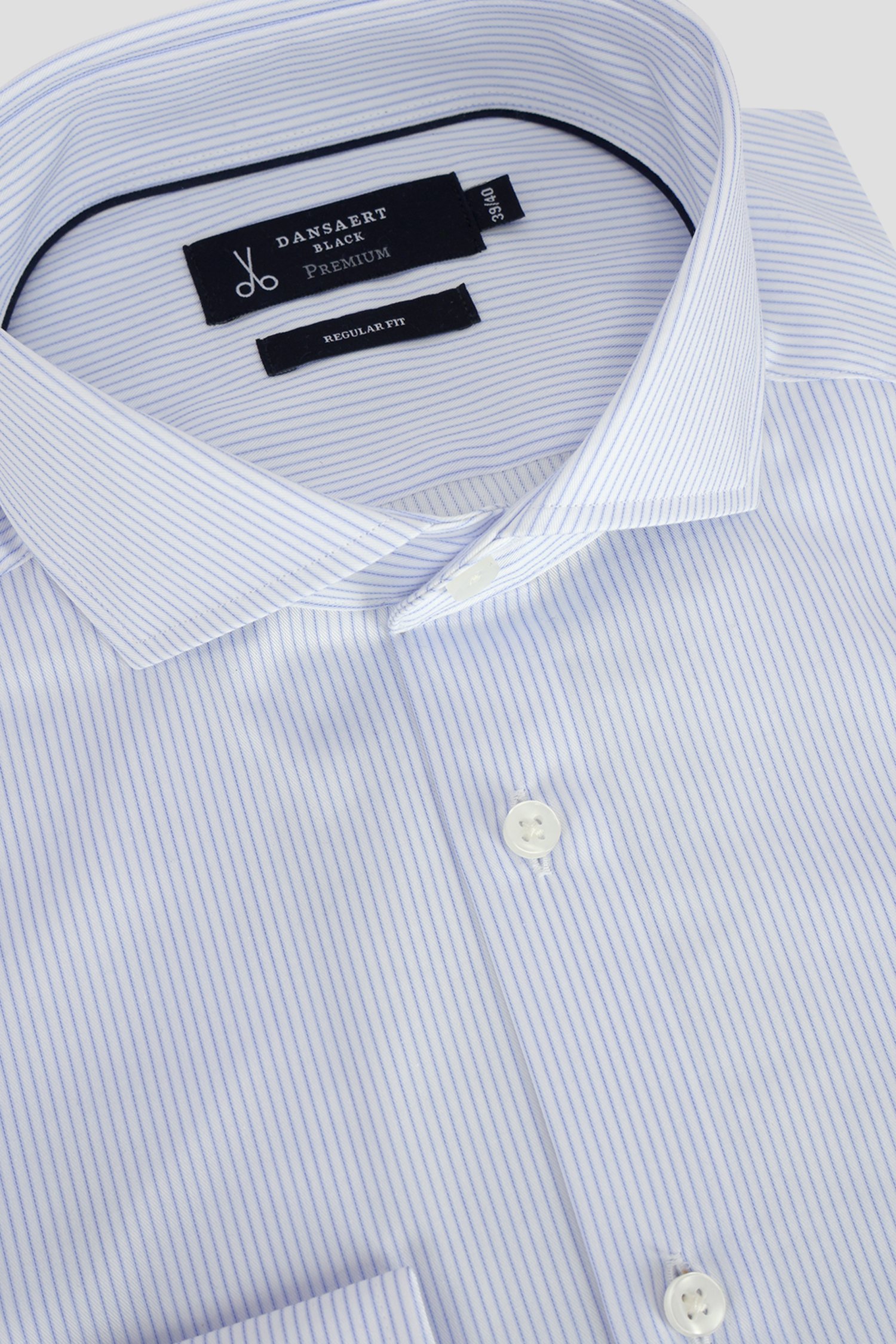 Photo produit 3 de Chemise à rayures blanches et bleues - Regular fit de Dansaert Black Premium pour Hommes