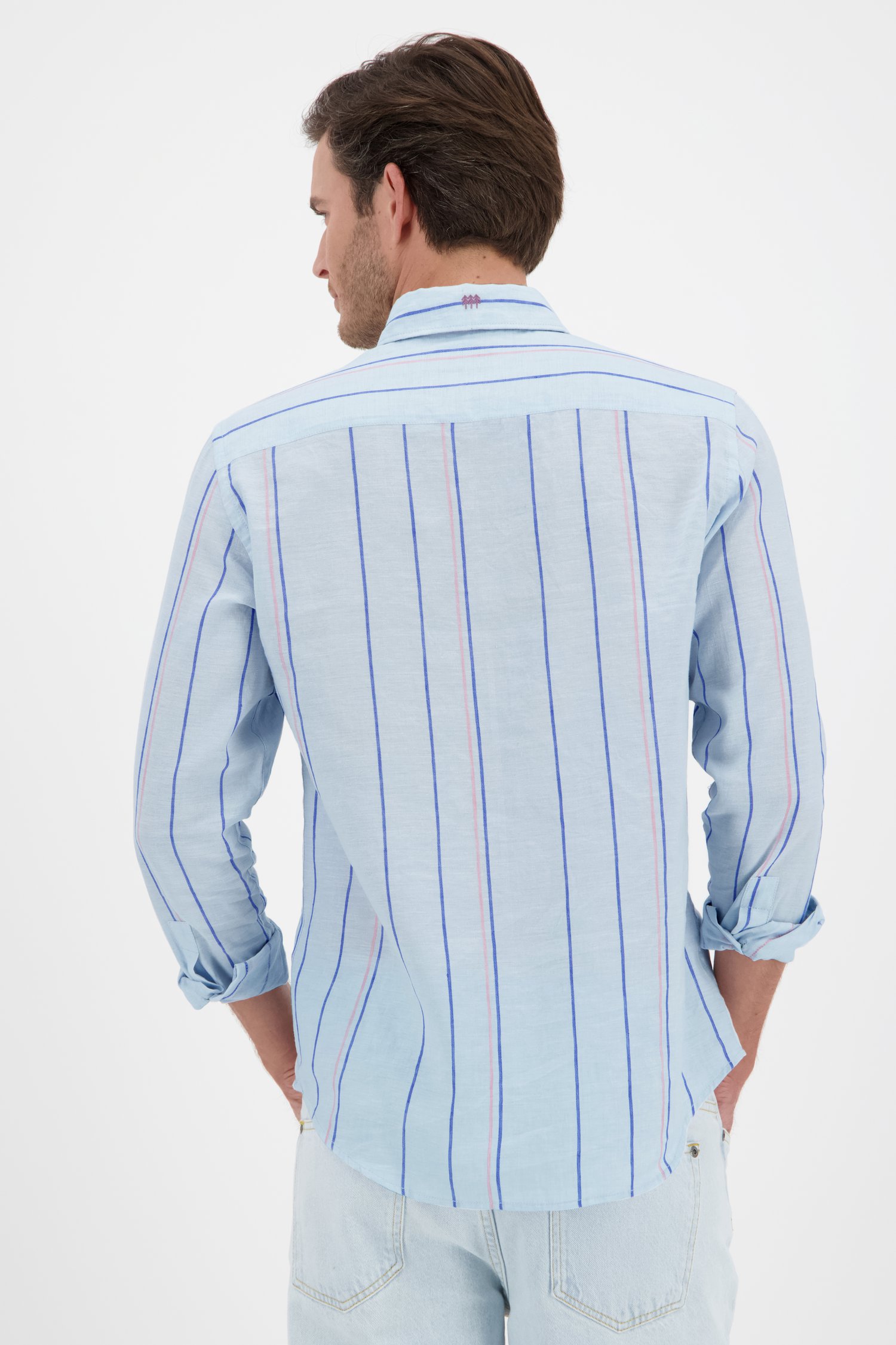 Chemise à rayures bleu clair - Collection Metejoor de Ravøtt pour Hommes