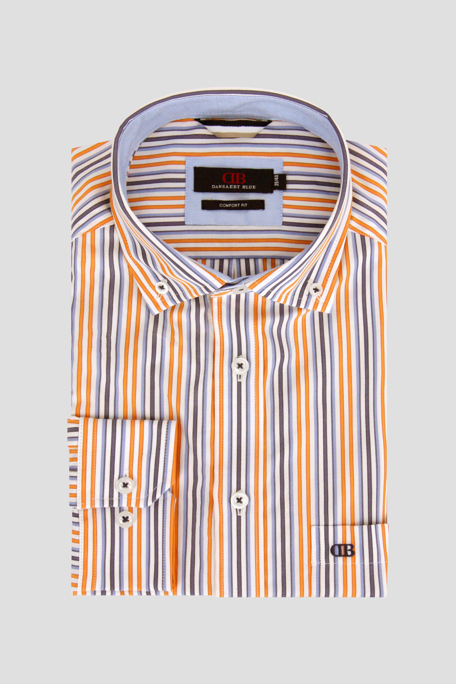 Chemise à rayures orange et bleues - Comfort fit de Dansaert Blue pour Hommes