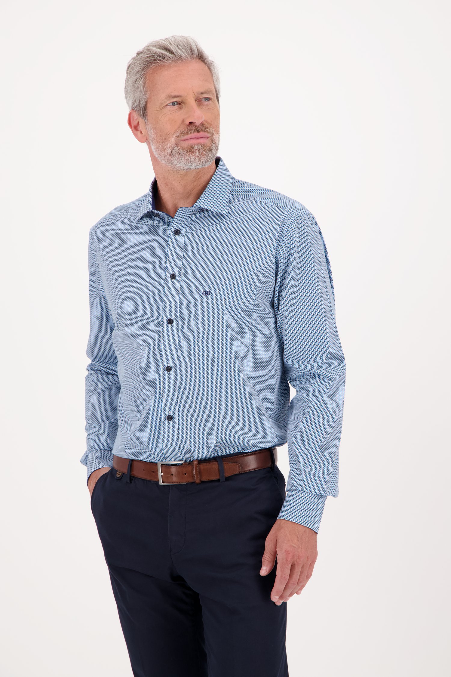 Chemise avec imprimé bleu et vert - comfort fit de Dansaert Blue pour Hommes
