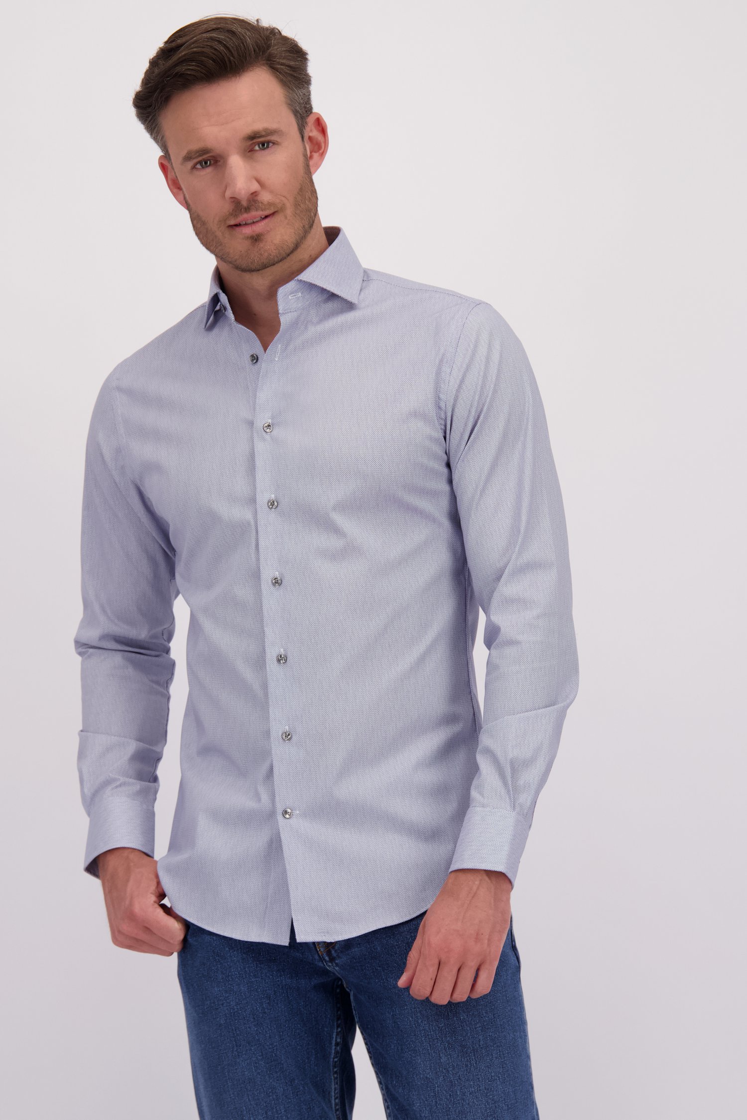 Le devant de Chemise avec imprimé bleu fin - Slim fit de Michaelis pour Hommes