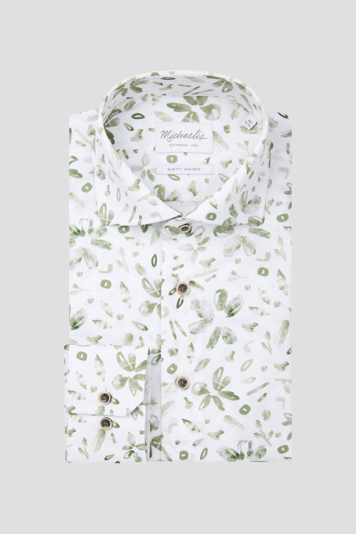 Chemise avec imprimé de feuilles vertes - Slim fit de Michaelis pour Hommes