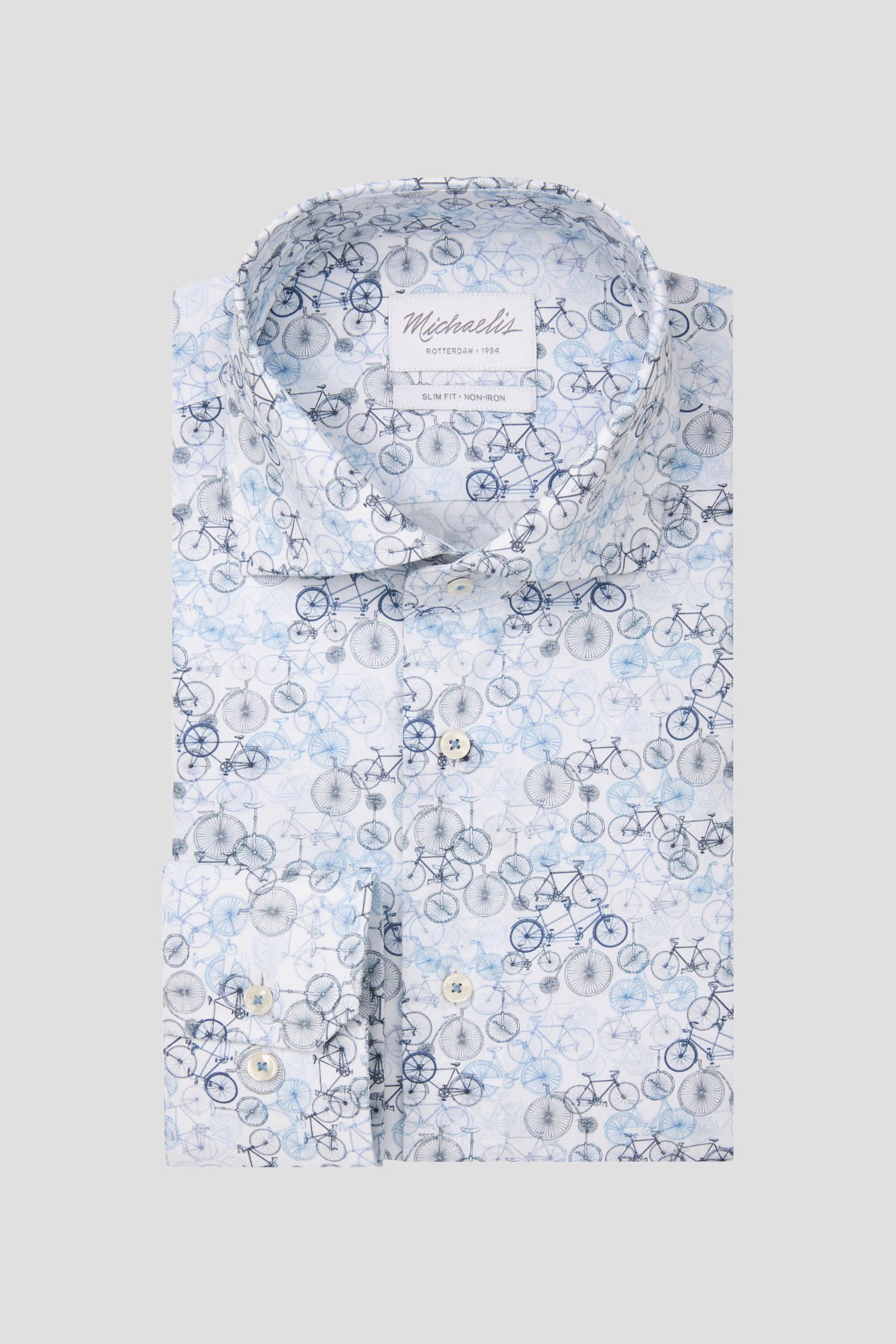Chemise avec imprimé de vélos bleus- Slim fit de Michaelis pour Hommes