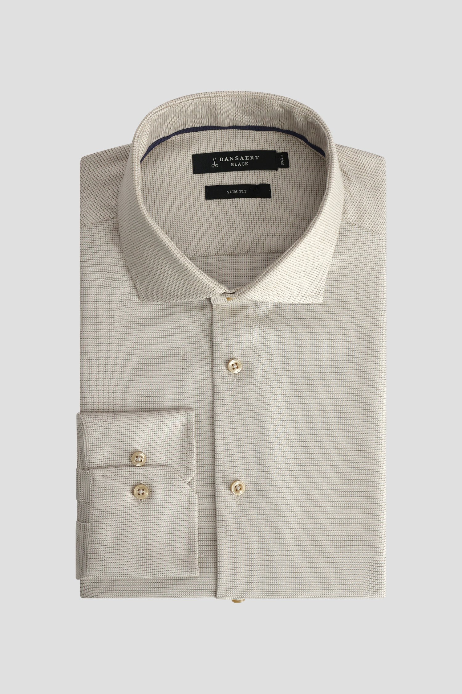 Photo produit 1 de Chemise beige à motif fin – Slim fit de Dansaert Black pour Hommes