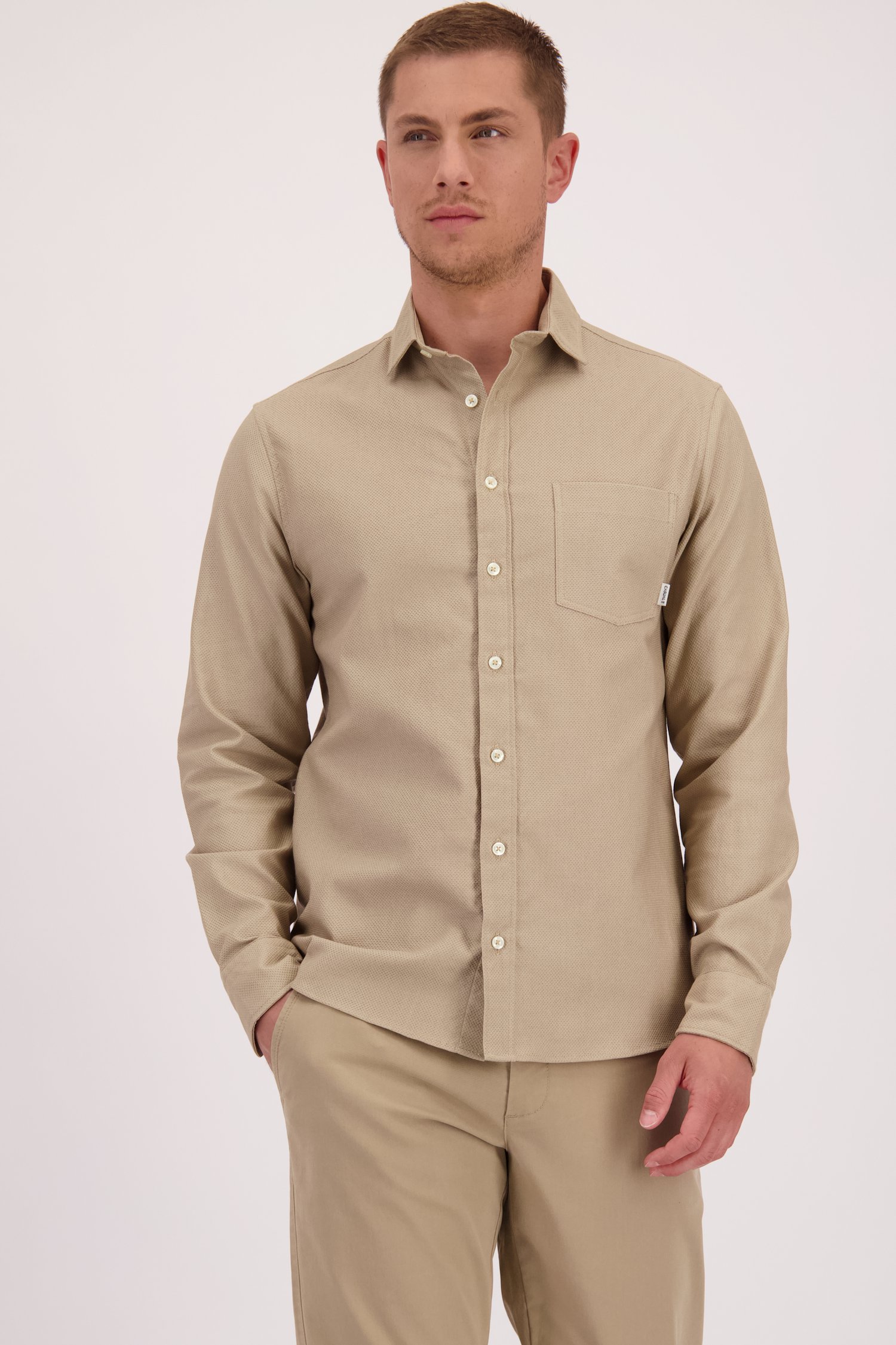 Le devant de Chemise beige à motif subtil de Casual Five pour Hommes