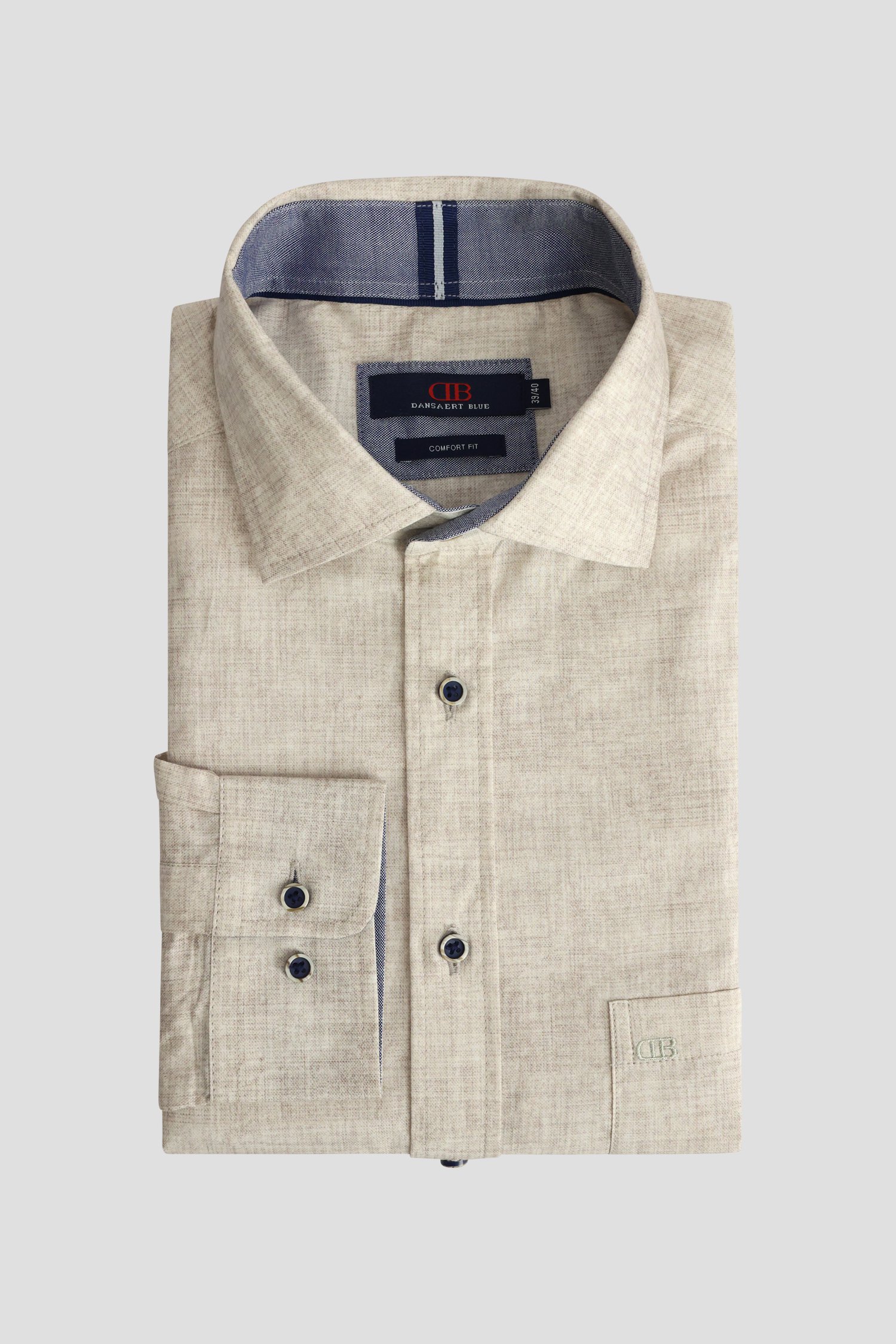 Le devant de Chemise beige clair chinée – Comfort fit de Dansaert Blue pour Hommes