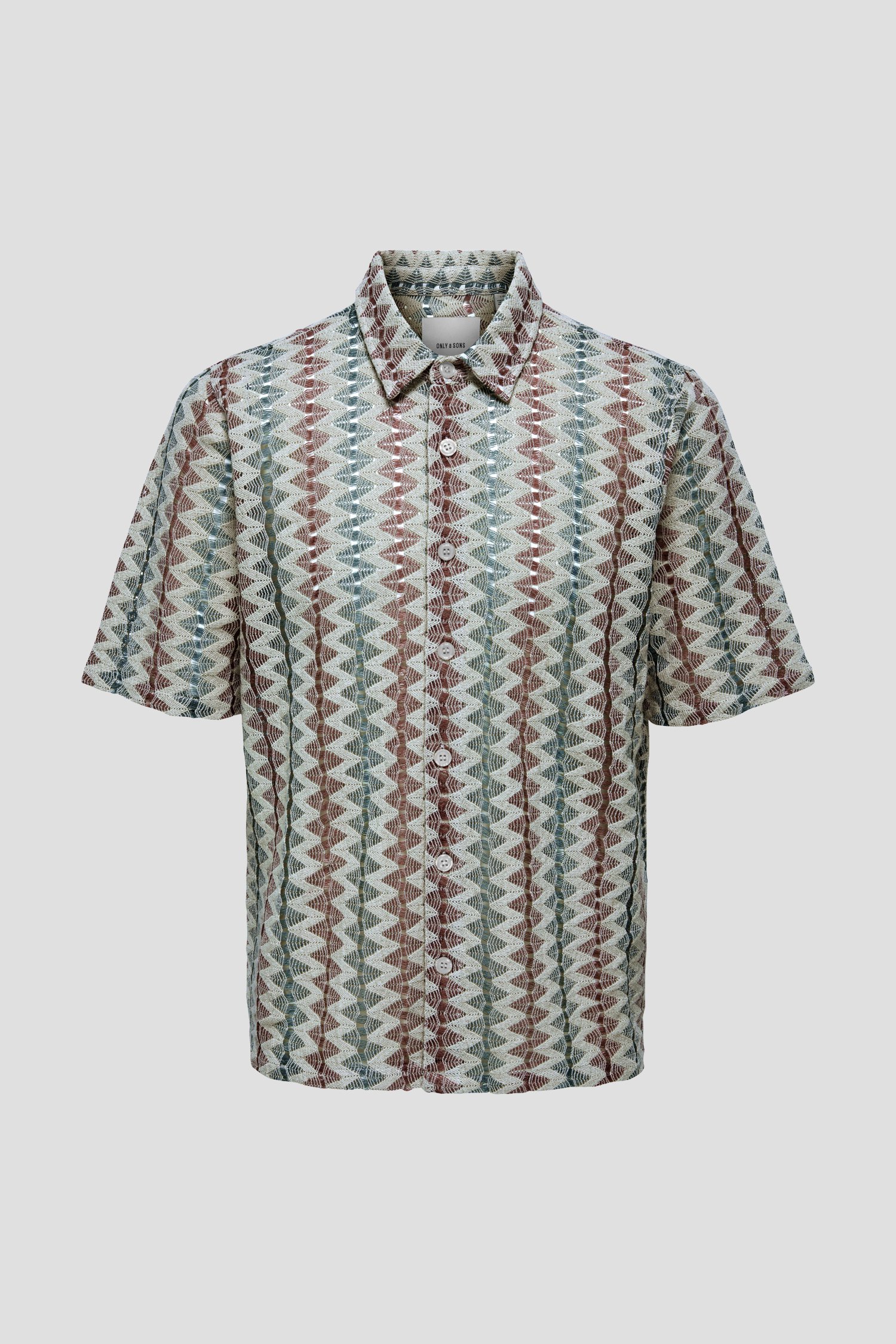 Chemise beige en maille avec motif orange et vert de ONLY & SONS pour Hommes
