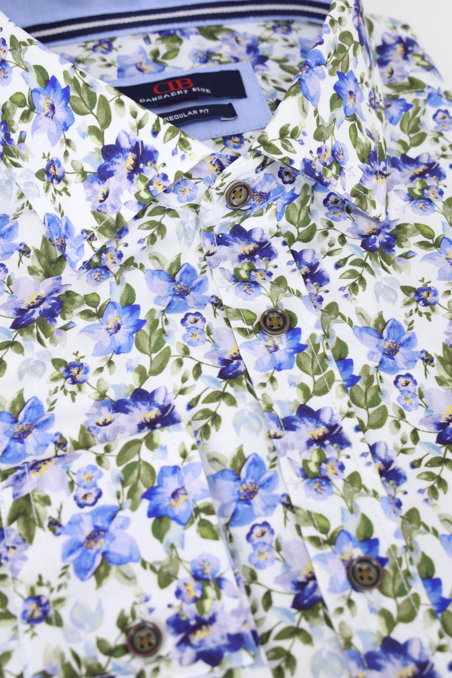 Chemise blanche à fleurs bleu clair - regular fit de Dansaert Blue pour Hommes