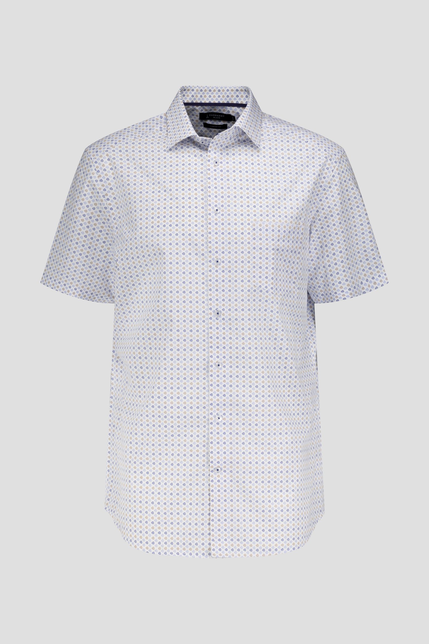 Chemise blanche à imprimé bleu-brun – Comfort fit de Dansaert Black pour Hommes