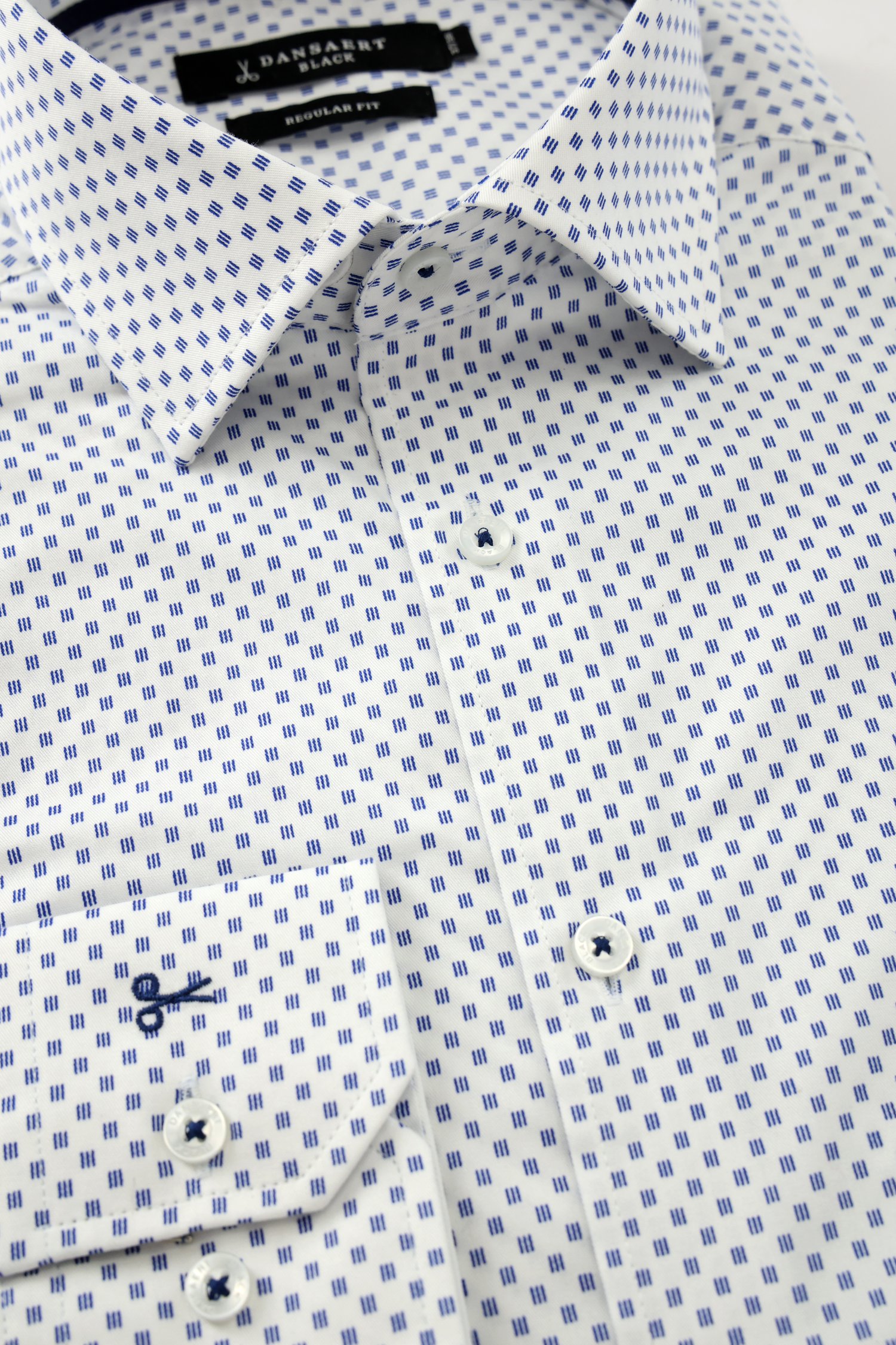 Chemise blanche à imprimé bleu - regular fit de Dansaert Black pour Hommes
