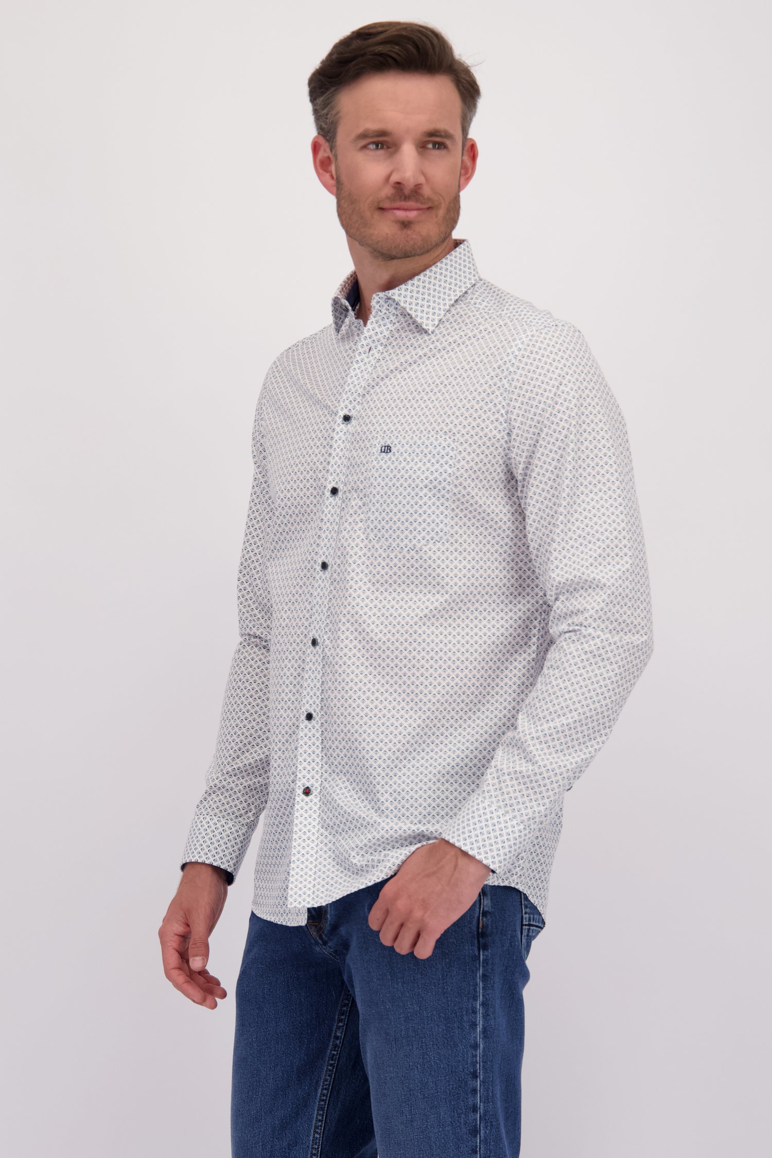 Chemise blanche à imprimé bleu - regular fit de Dansaert Blue pour Hommes