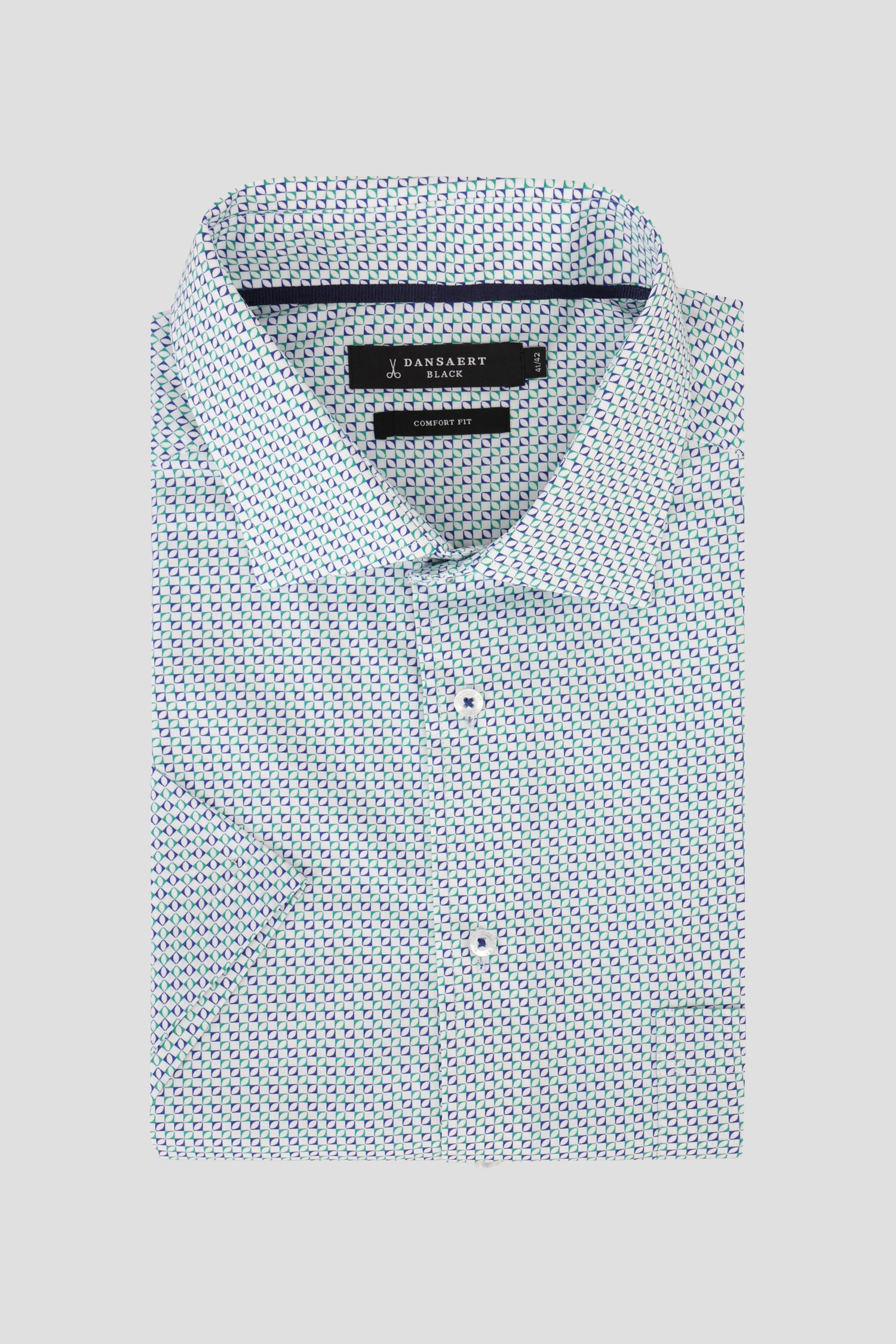 Chemise blanche à imprimé bleu-vert – Comfort fit de Dansaert Black pour Hommes