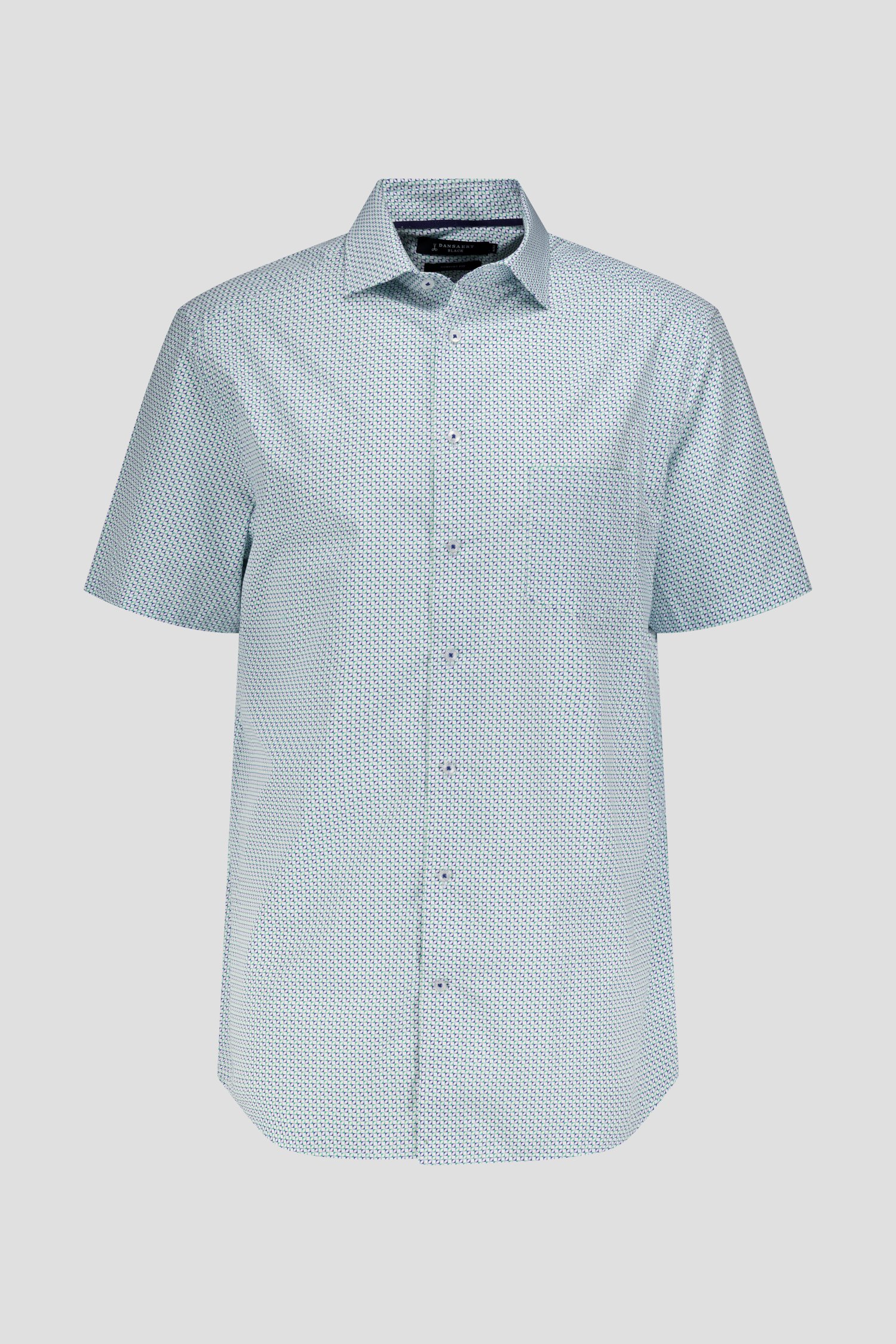 Chemise blanche à imprimé bleu-vert – Comfort fit de Dansaert Black pour Hommes
