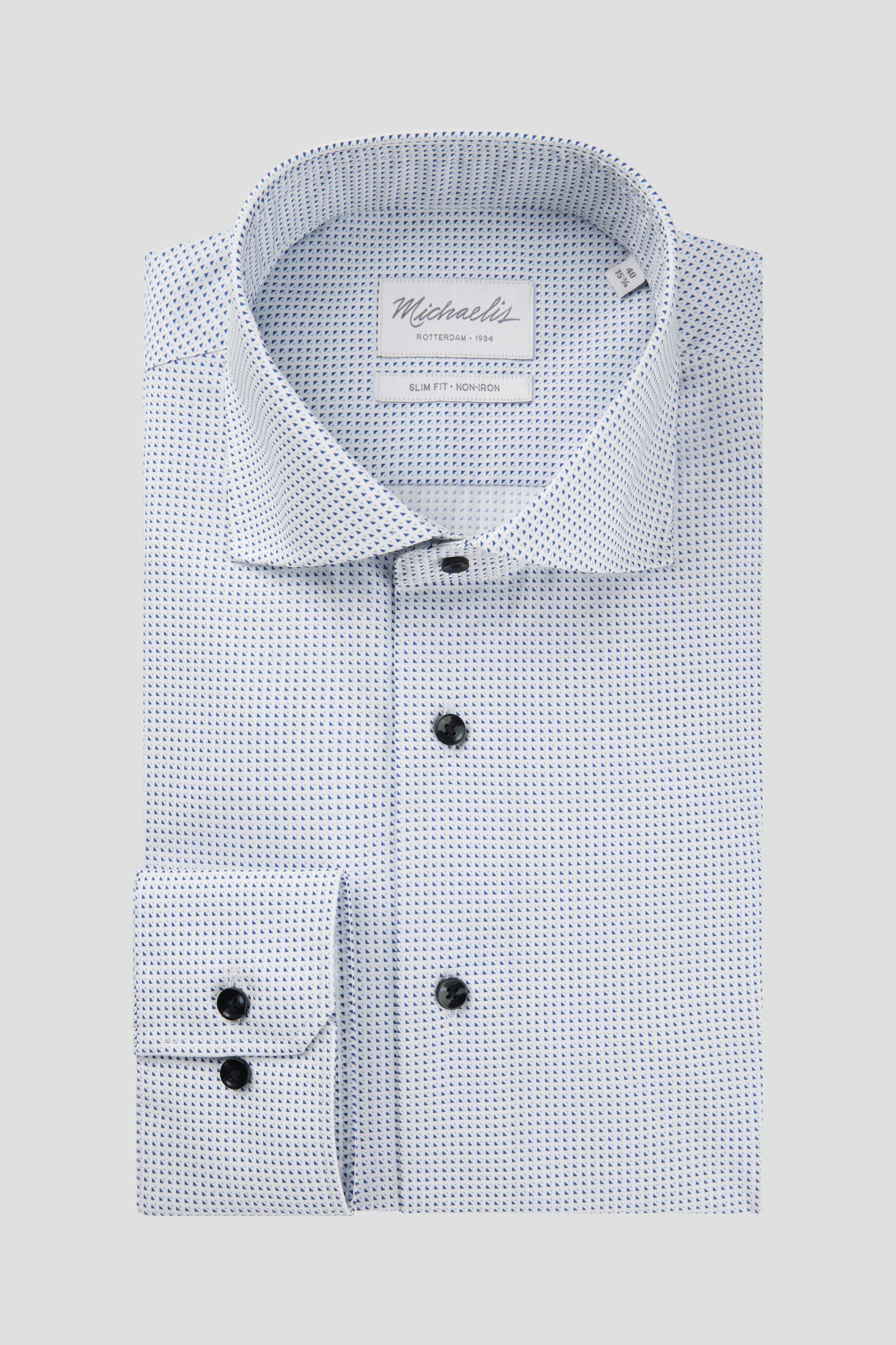 Chemise blanche à imprimé fin bleu - Slim fit de Michaelis pour Hommes