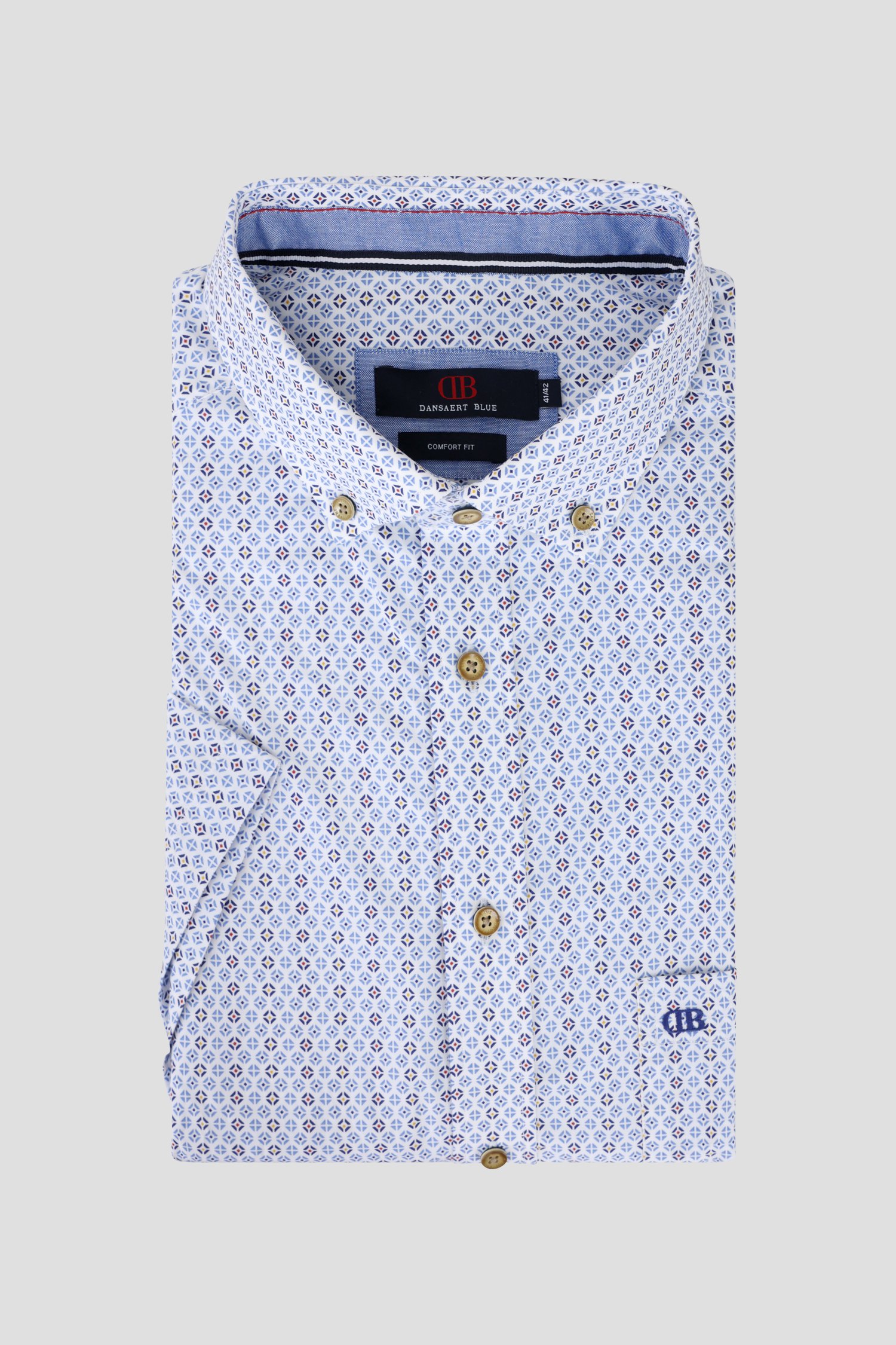 Chemise blanche à imprimé fin bleu – Comfort fit de Dansaert Blue pour Hommes