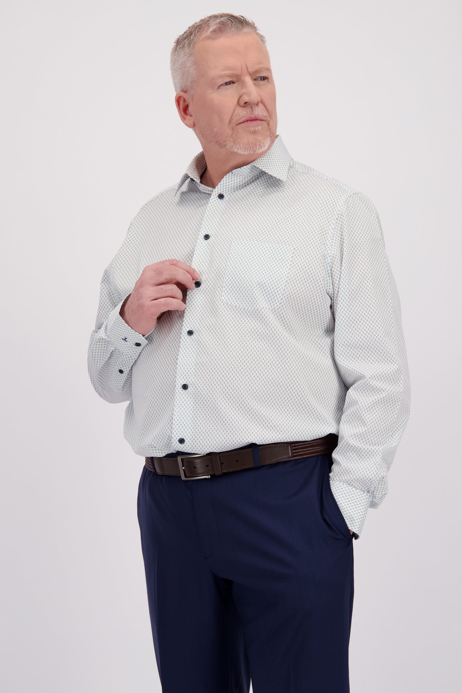 Chemise blanche à imprimé fin - comfort fit de Dansaert Black pour Hommes