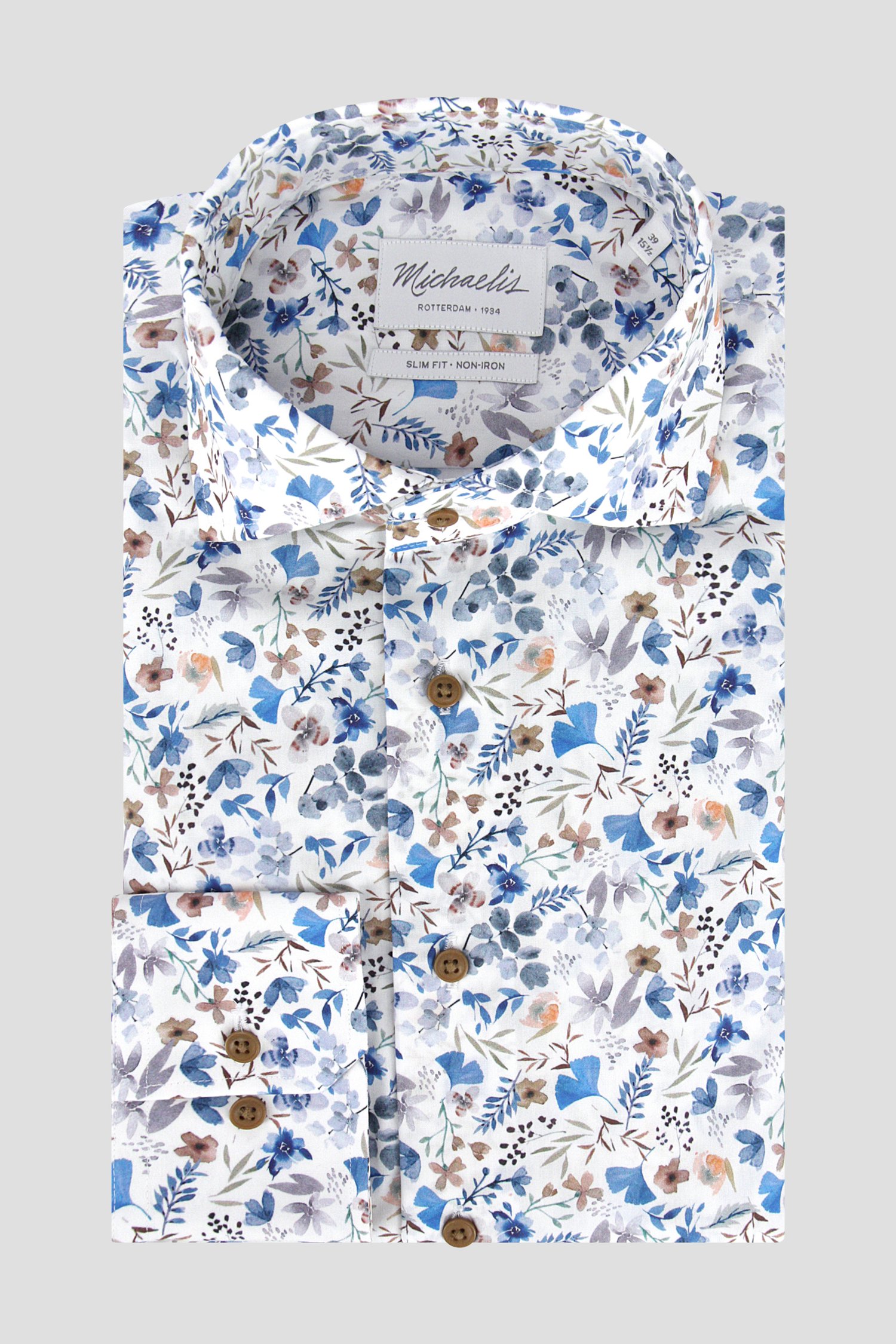 Chemise blanche à imprimé floral coloré - slim fit de Michaelis pour Hommes