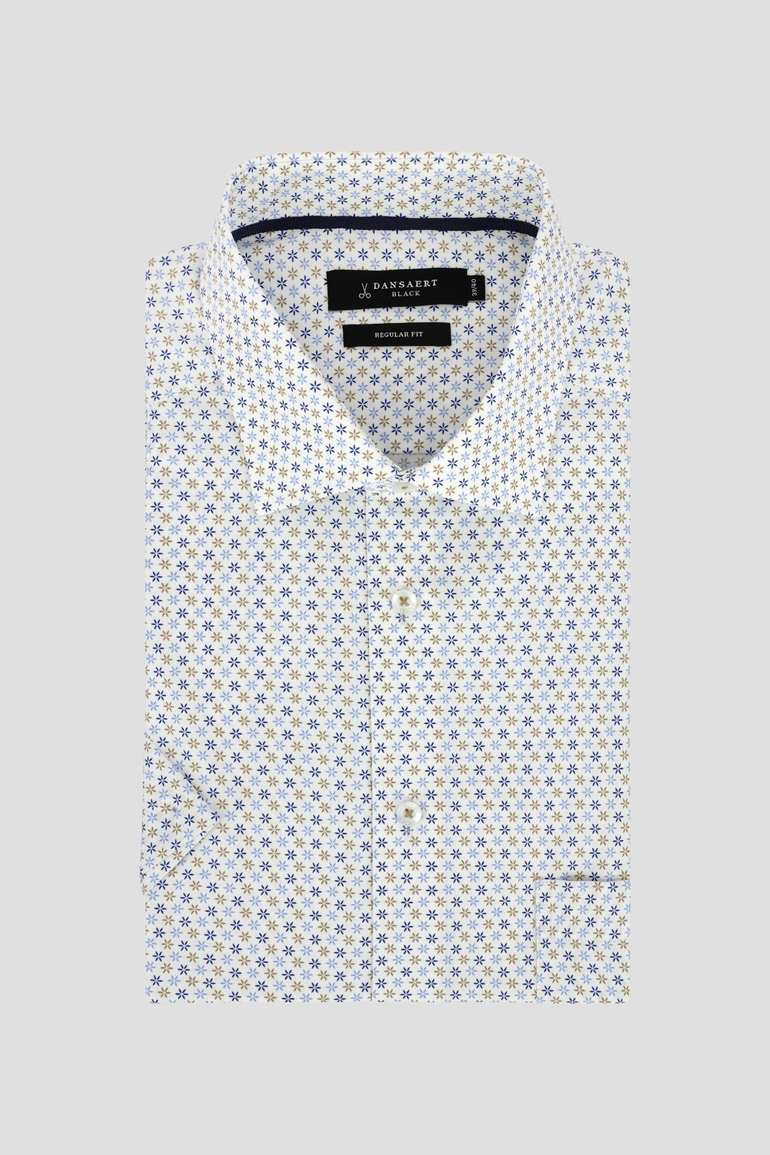 Chemise blanche à imprimé floral fin – Regular fit de Dansaert Black pour Hommes