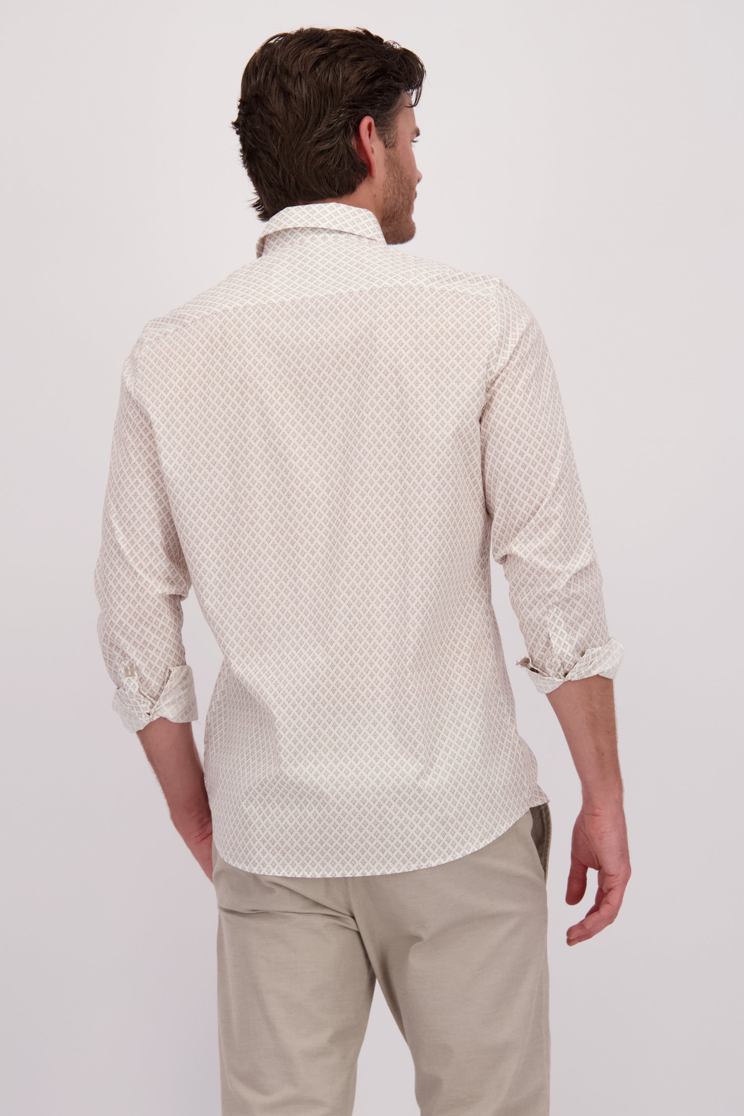 Chemise blanche à imprimé marron - regular fit de Upper East pour Hommes