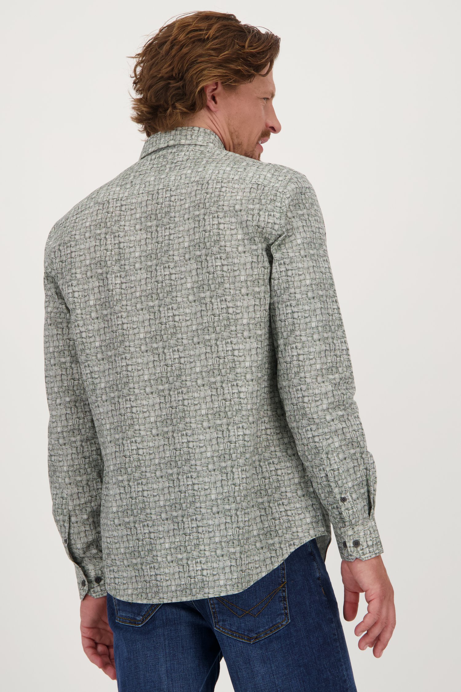 Le dos de Chemise blanche à imprimé rotin vert - Regular fit de Bluefields pour Hommes