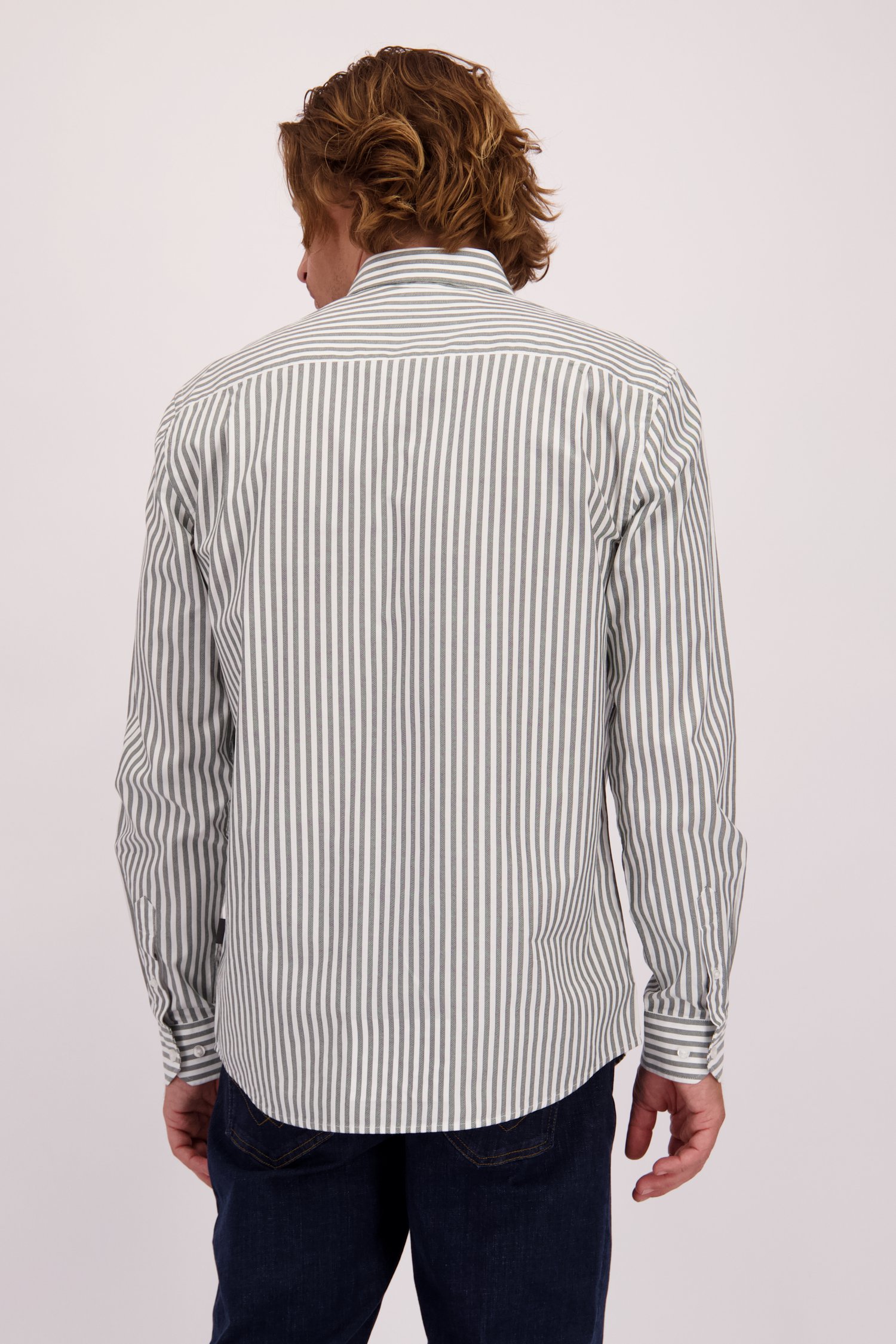 Le dos de Chemise blanche à motif rayé vert – Regular fit de Bluefields pour Hommes