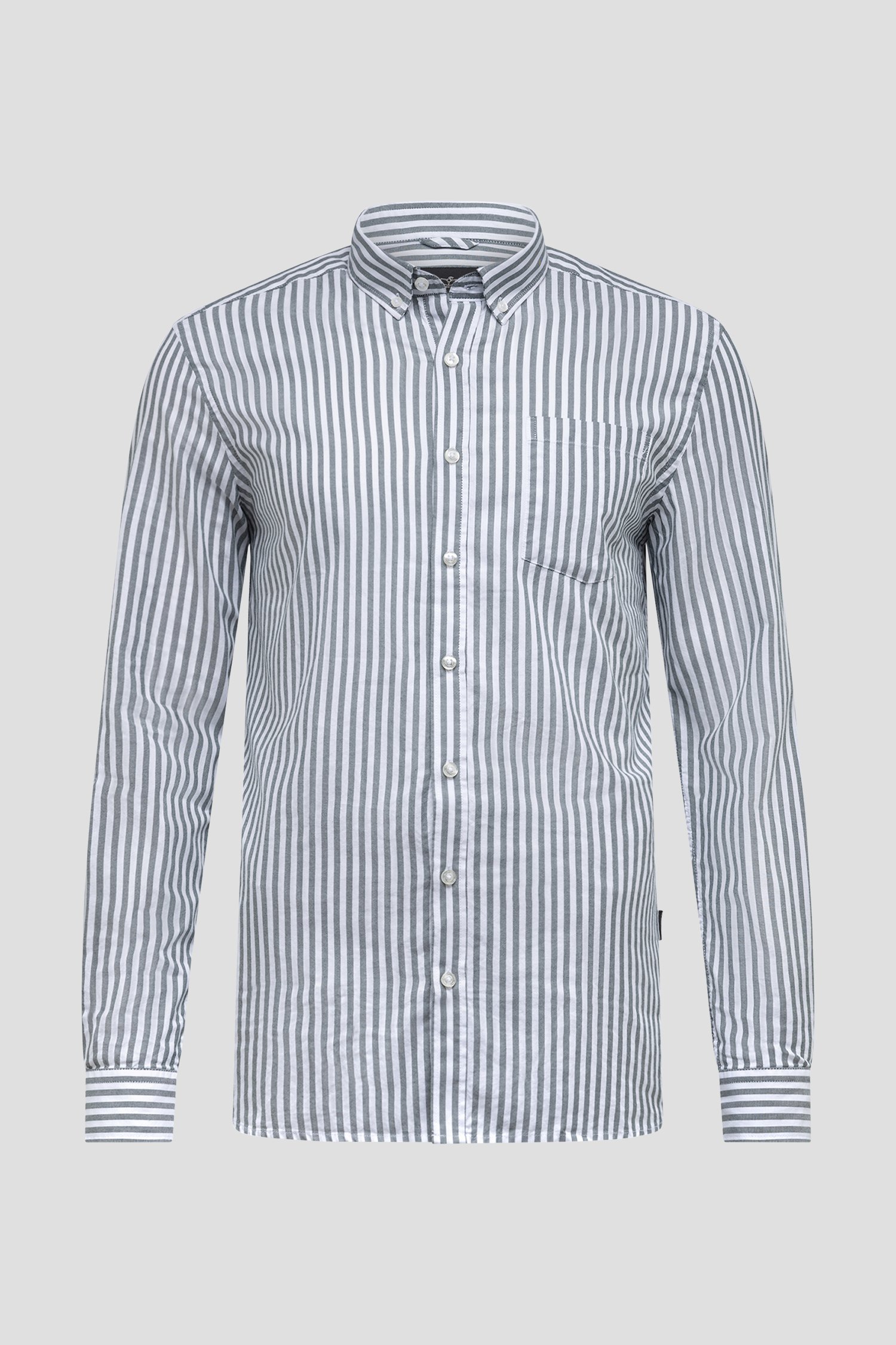 Photo produit 1 de Chemise blanche à motif rayé vert – Regular fit de Bluefields pour Hommes