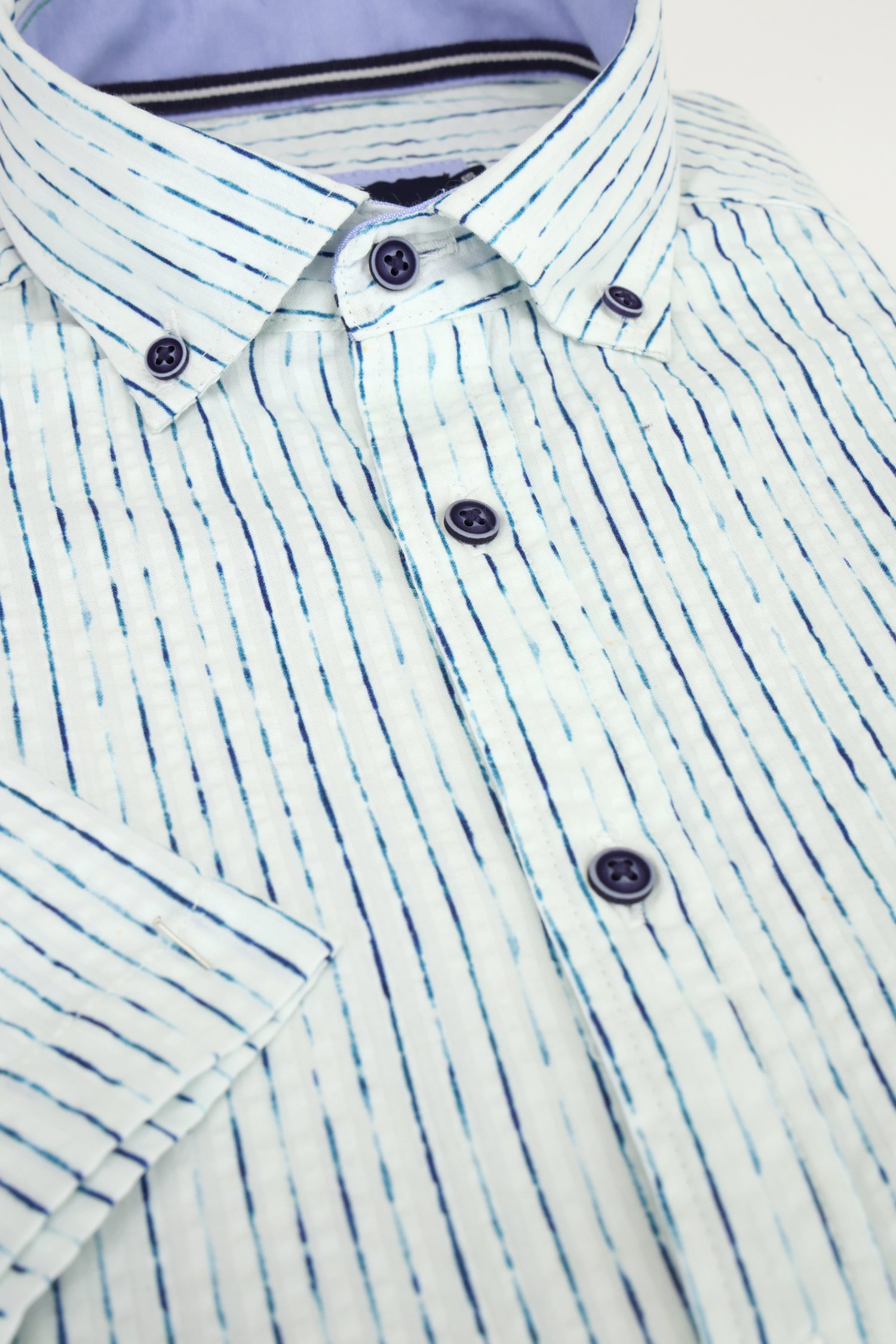 Photo produit 1 de Chemise blanche à rayures bleues – Regular fit de Dansaert Blue pour Hommes