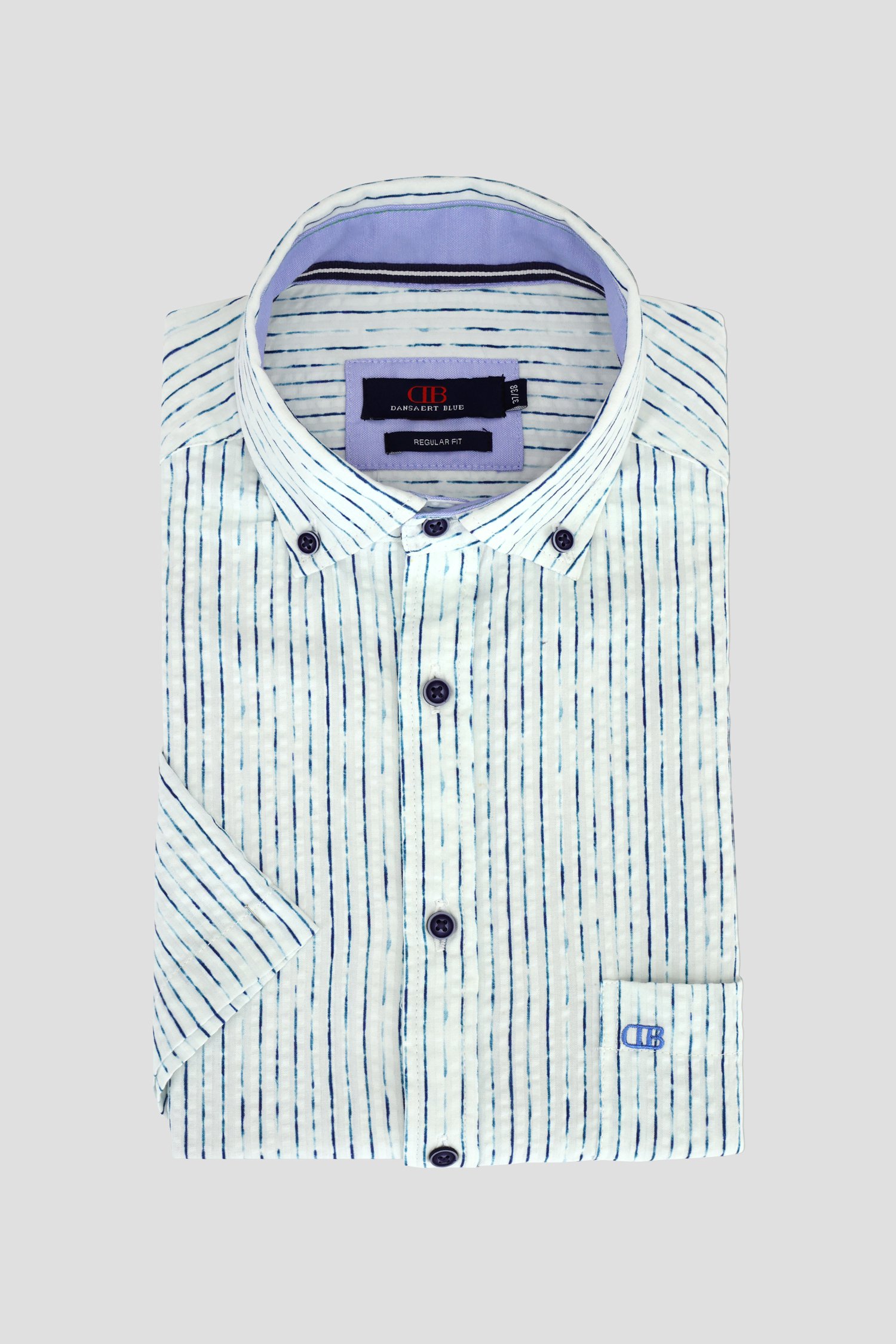 Le devant de Chemise blanche à rayures bleues – Regular fit de Dansaert Blue pour Hommes