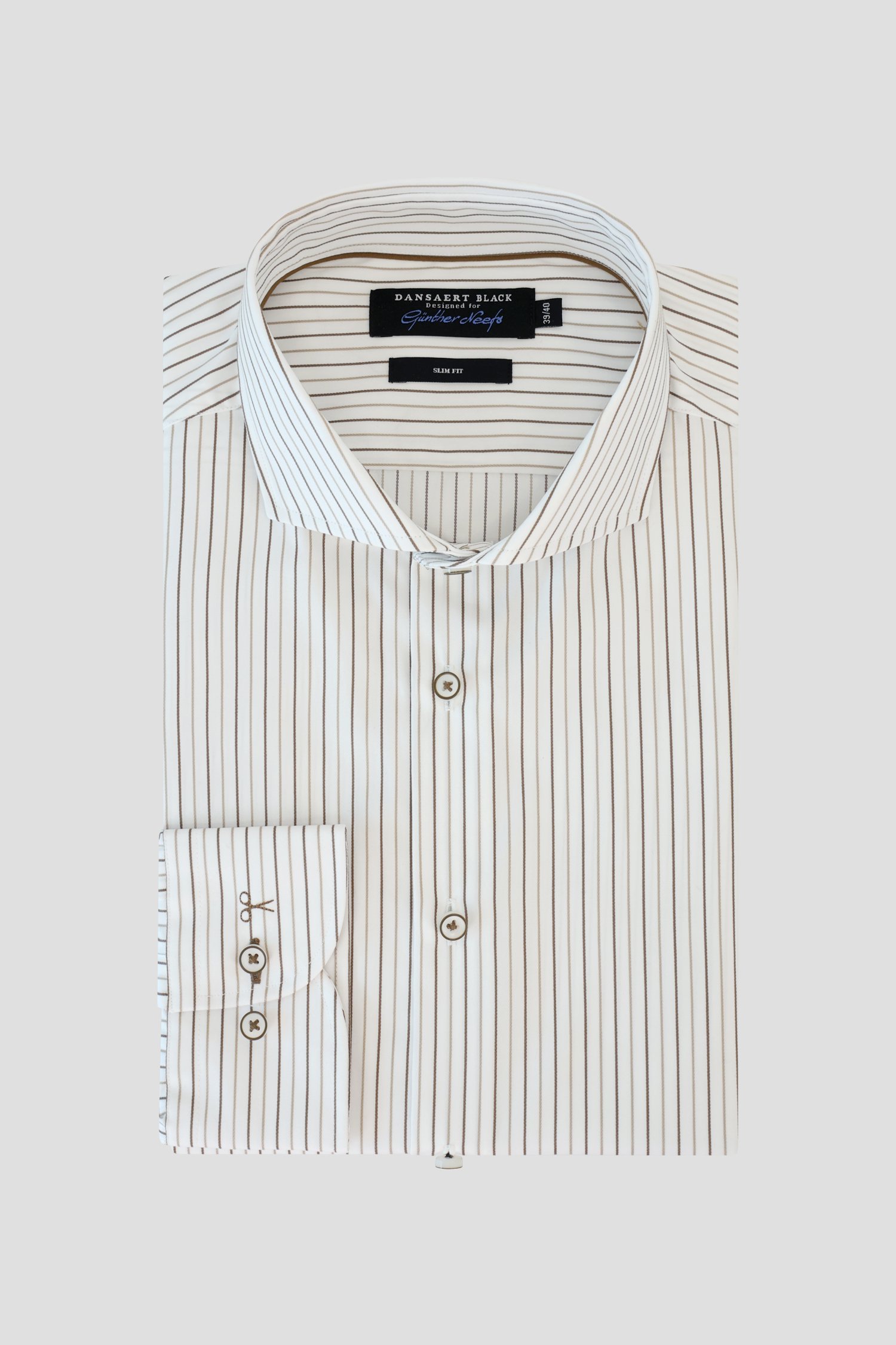 Photo produit 1 de  Chemise blanche à rayures - slim fit  de Dansaert Black pour Hommes