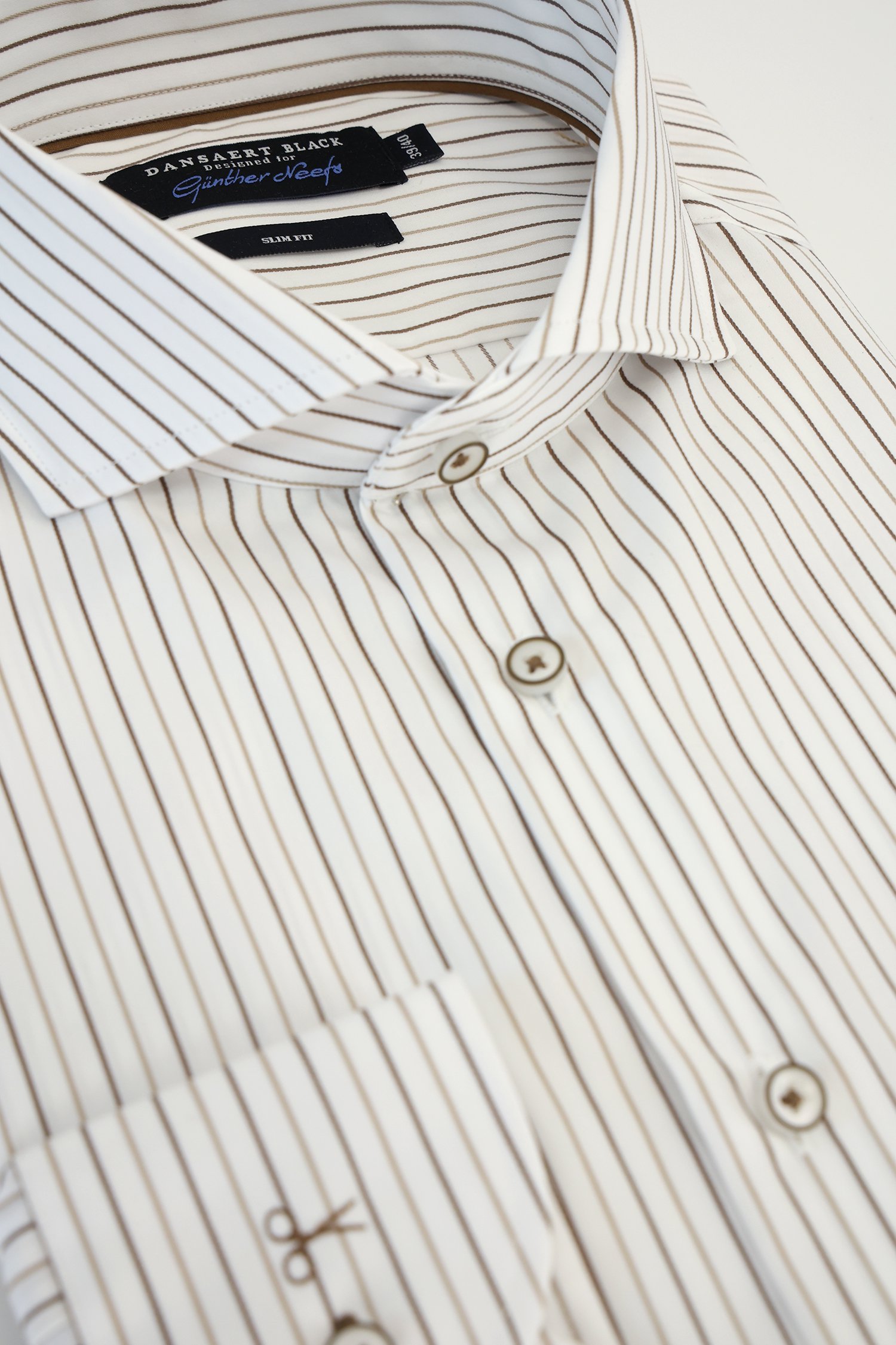 Photo produit 2 de  Chemise blanche à rayures - slim fit  de Dansaert Black pour Hommes