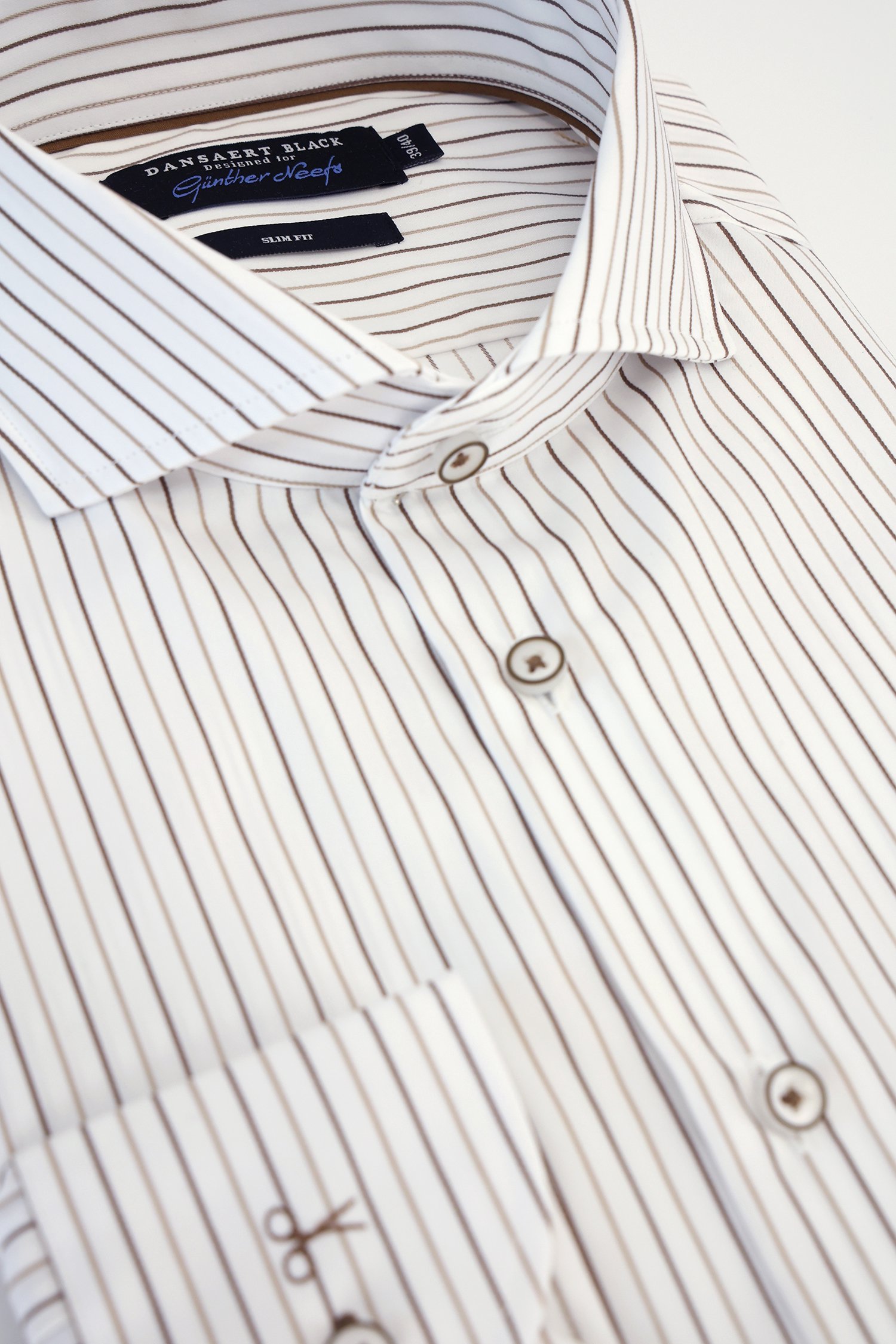 Photo produit 4 de  Chemise blanche à rayures - slim fit  de Dansaert Black pour Hommes