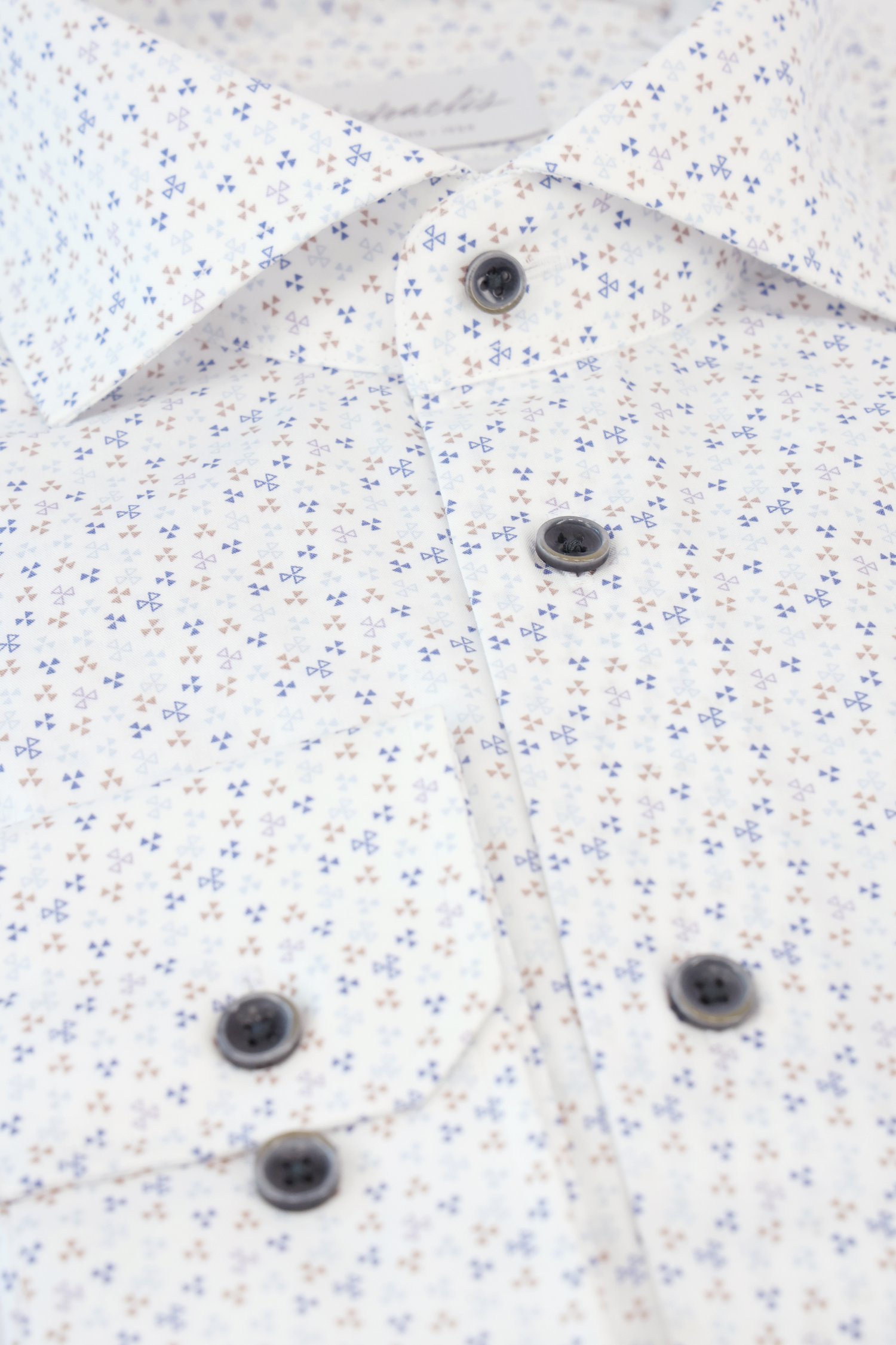 Chemise blanche avec imprimé beige-bleu - Slim fit de Michaelis pour Hommes