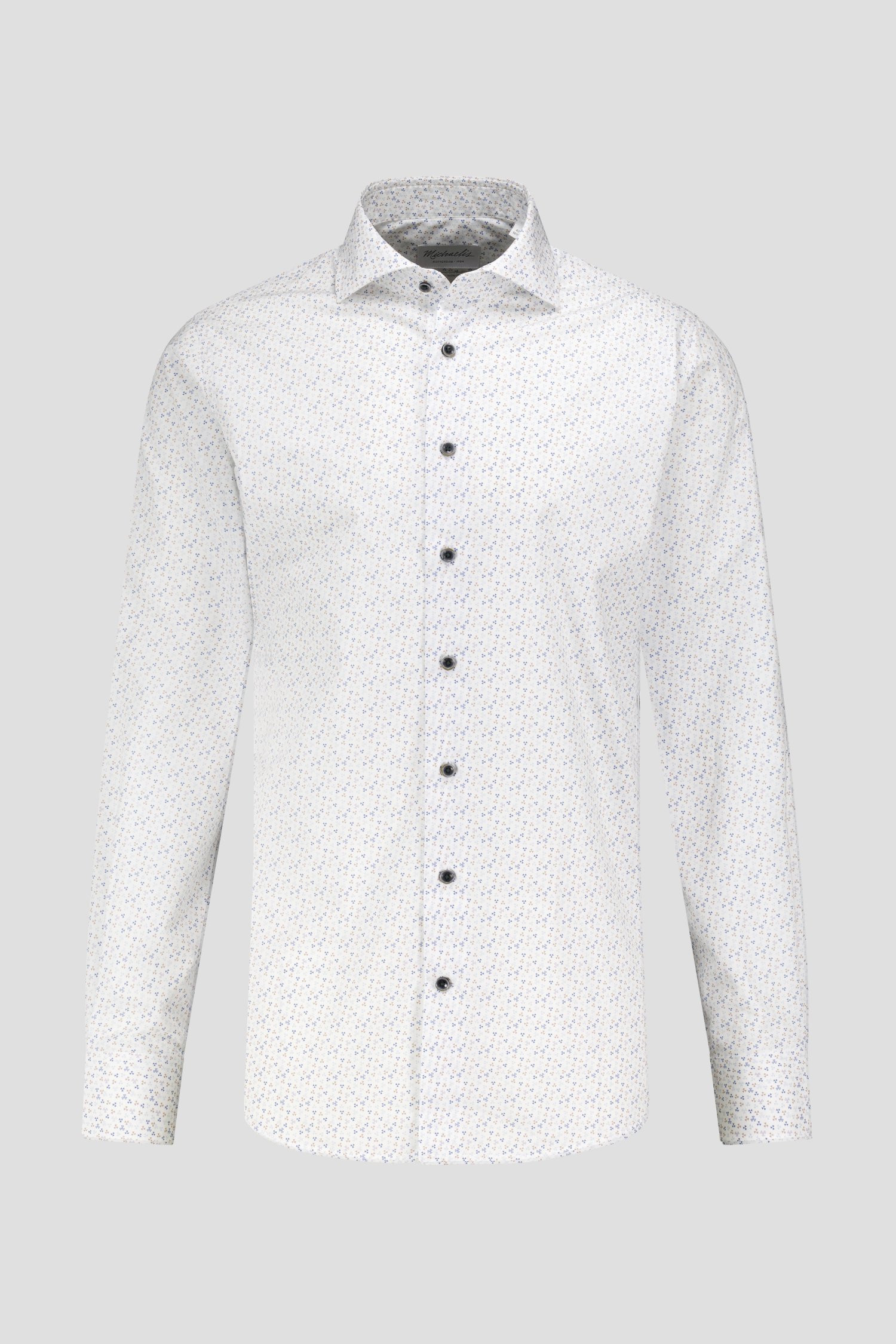 Chemise blanche avec imprimé beige-bleu - Slim fit de Michaelis pour Hommes