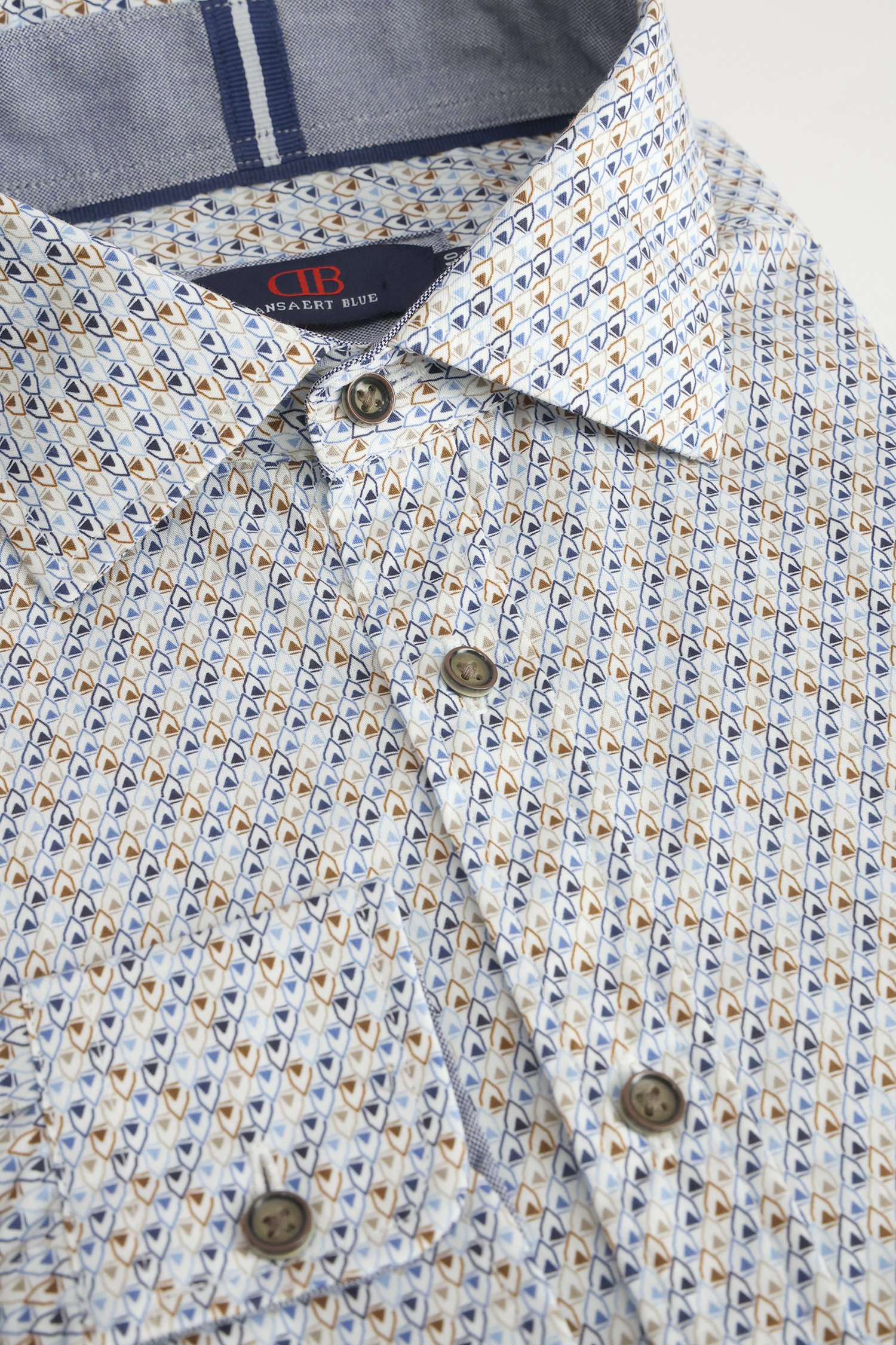 Photo produit 2 de Chemise bleu-brun à micro-motifs – Regular fit de Dansaert Blue pour Hommes