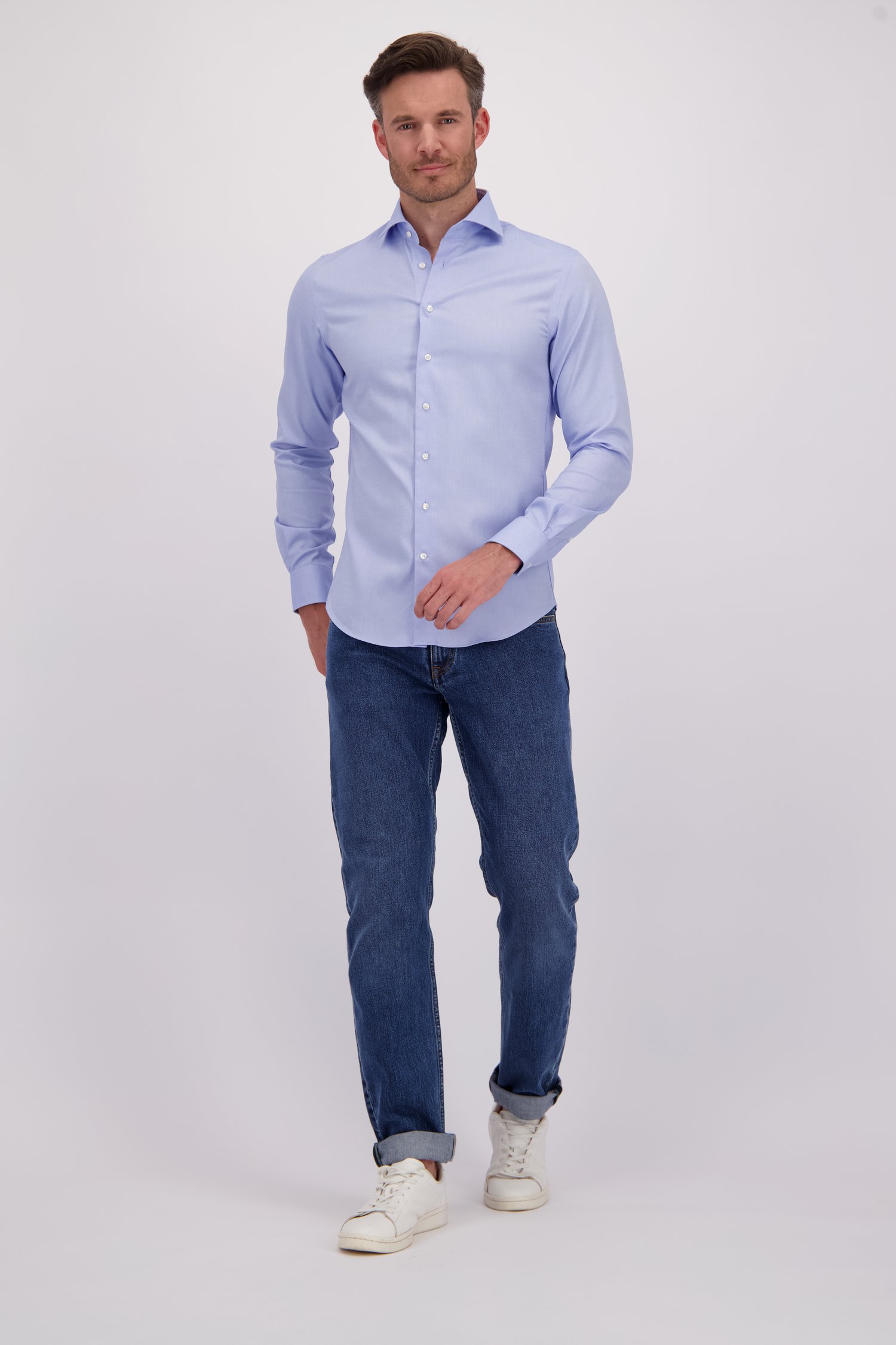 Le devant de Chemise bleu chiné - Slim fit de Michaelis pour Hommes