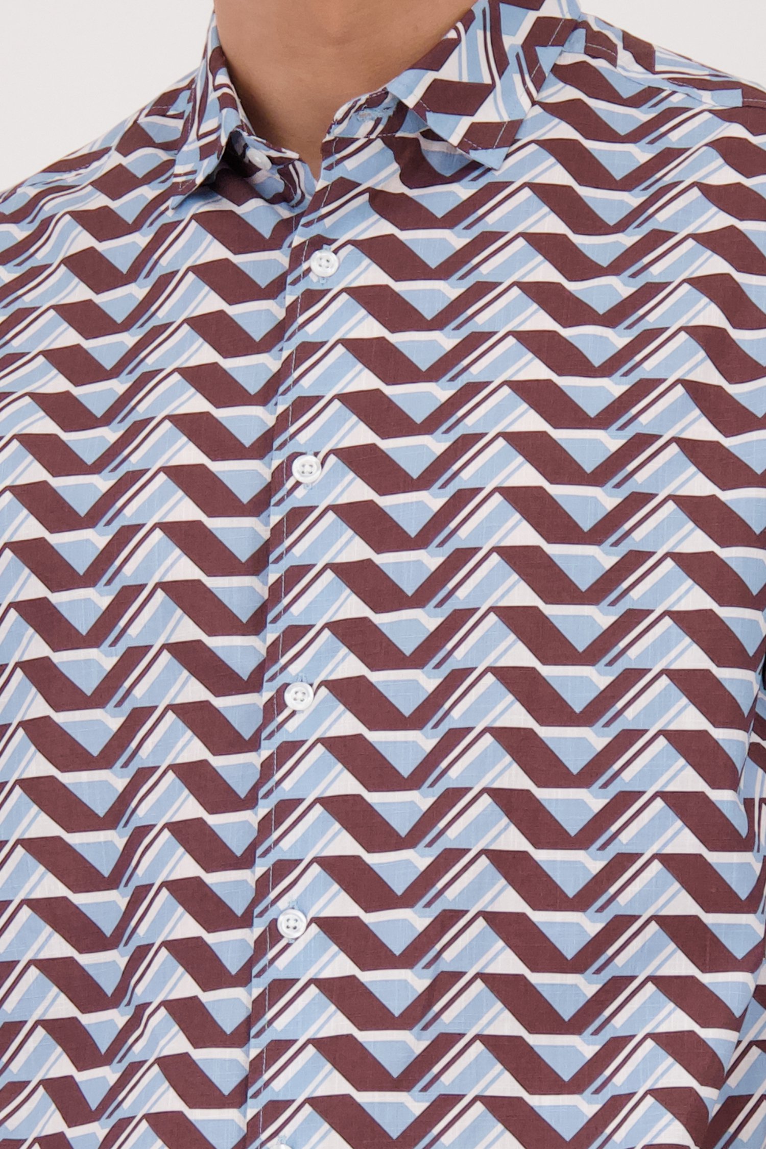 Chemise bleu clair à motif géométrique de Casual Five pour Hommes