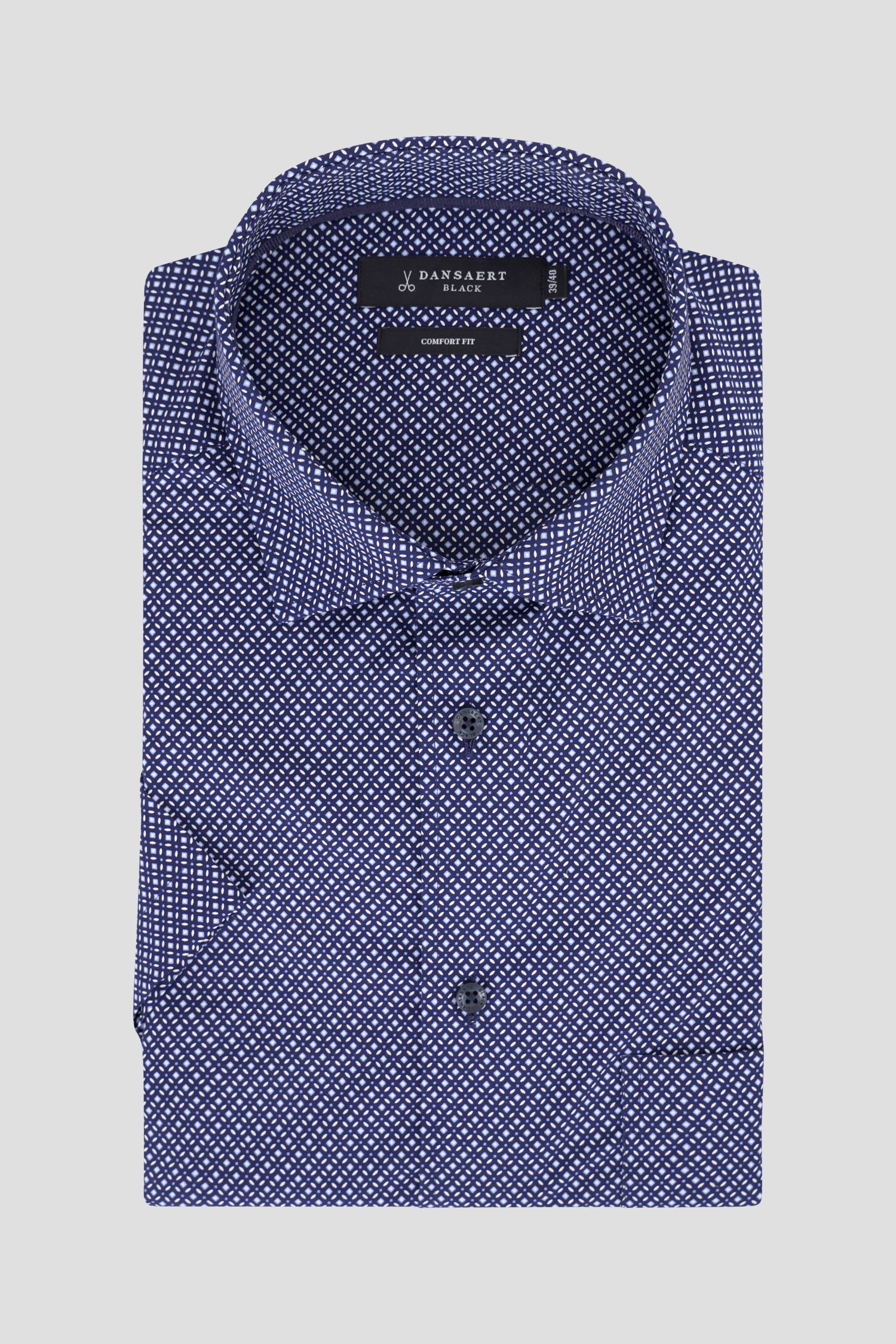Chemise bleu foncé à imprimé fin - Comfort fit de Dansaert Black pour Hommes
