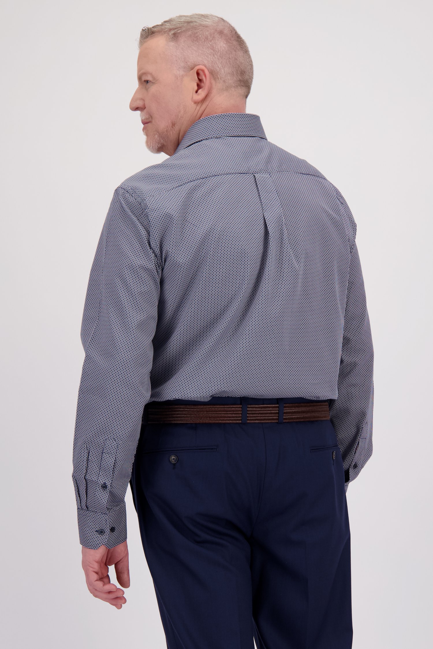 Chemise bleu foncé à imprimé fin - comfort fit  de Dansaert Black pour Hommes