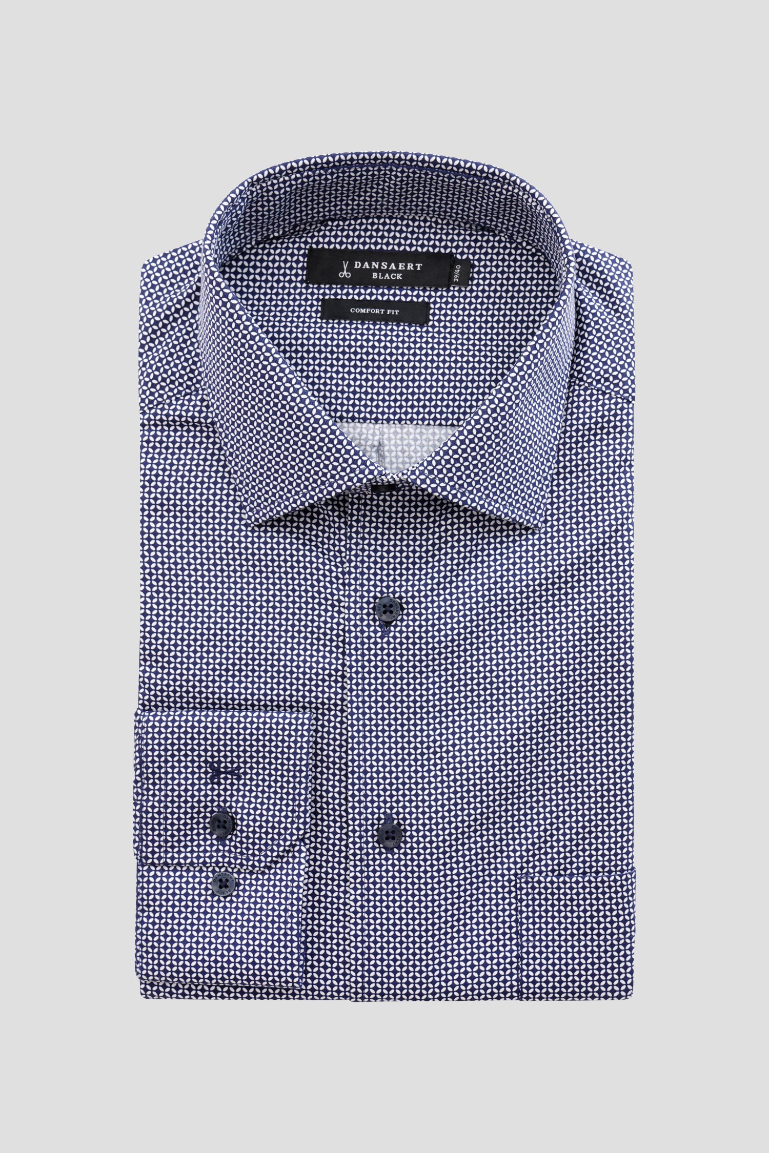 Chemise bleu foncé à imprimé fin - comfort fit  de Dansaert Black pour Hommes