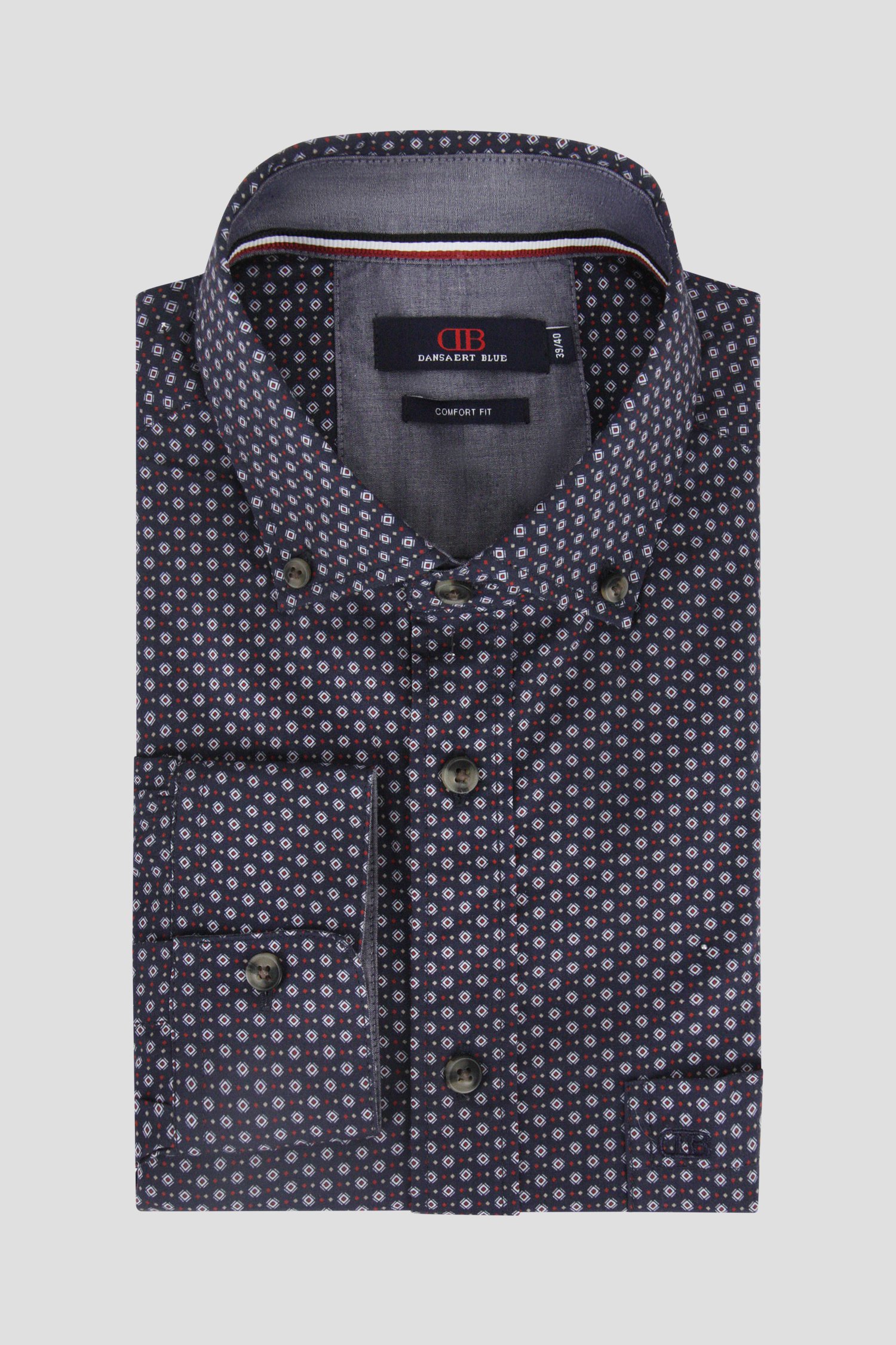 Chemise bleu foncé à imprimé fin - comfort fit de Dansaert Blue pour Hommes