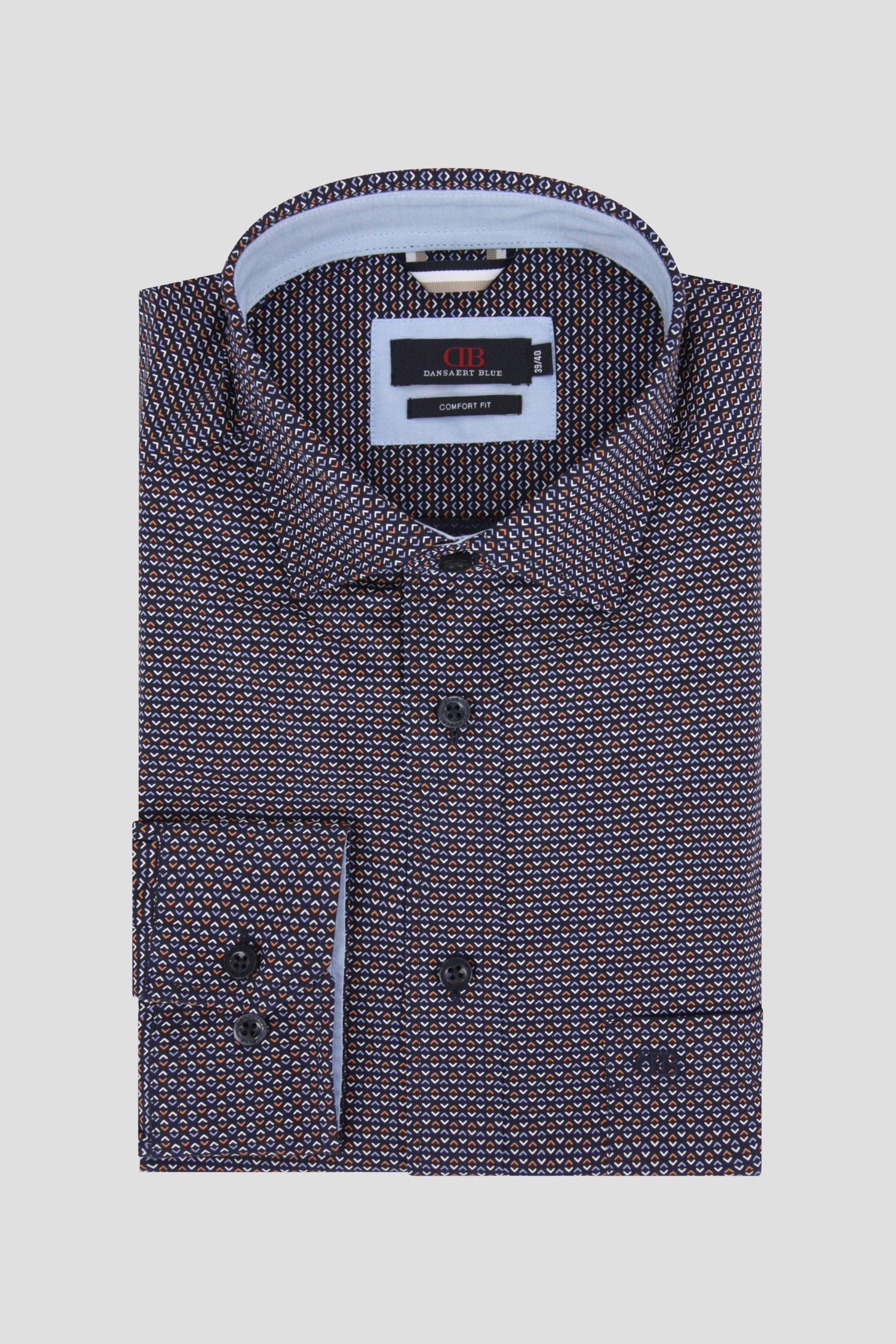 Chemise bleu foncé à imprimé fin - Comfort fit  de Dansaert Blue pour Hommes