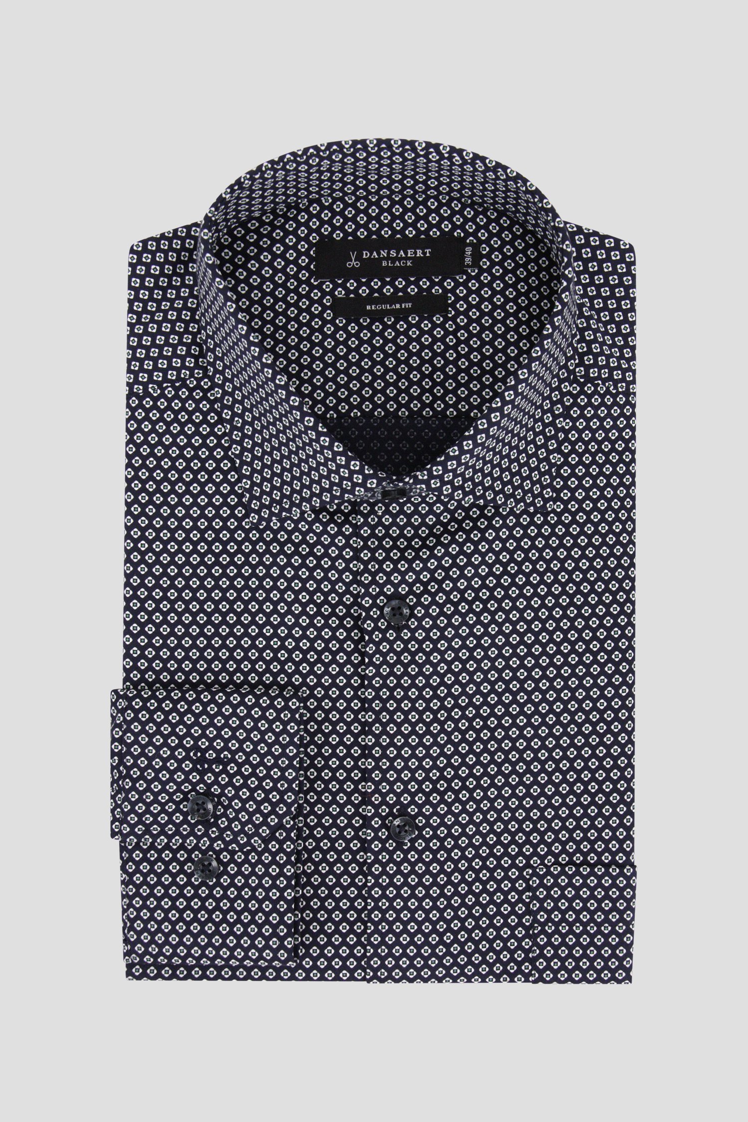 Chemise bleu foncé à imprimé fin - Regular fit de Dansaert Black pour Hommes