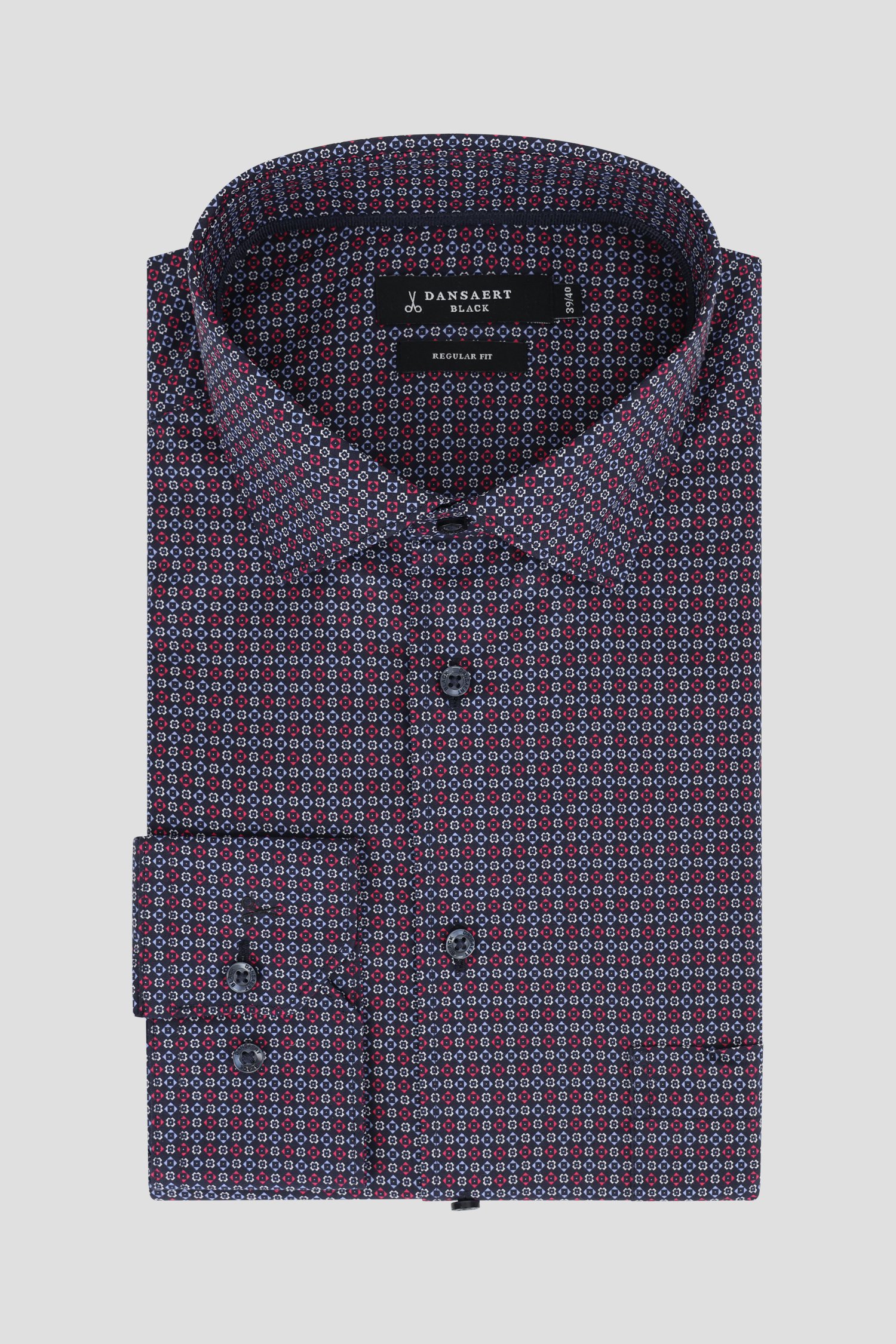 Chemise bleu foncé à imprimé fin - Regular fit de Dansaert Black pour Hommes