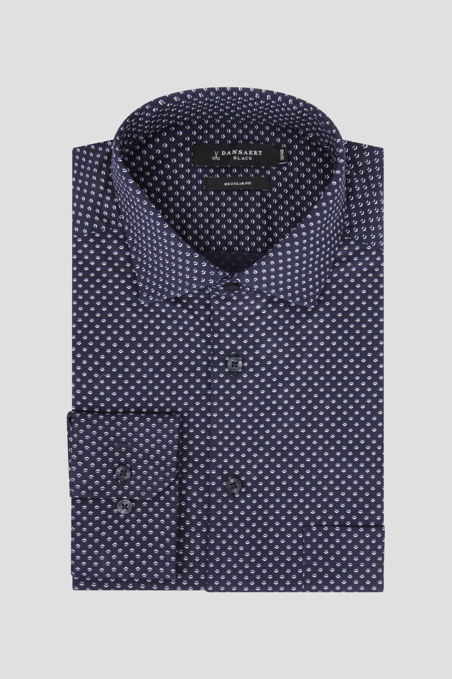 Chemise bleu foncé à imprimé fin - Regular fit de Dansaert Black pour Hommes